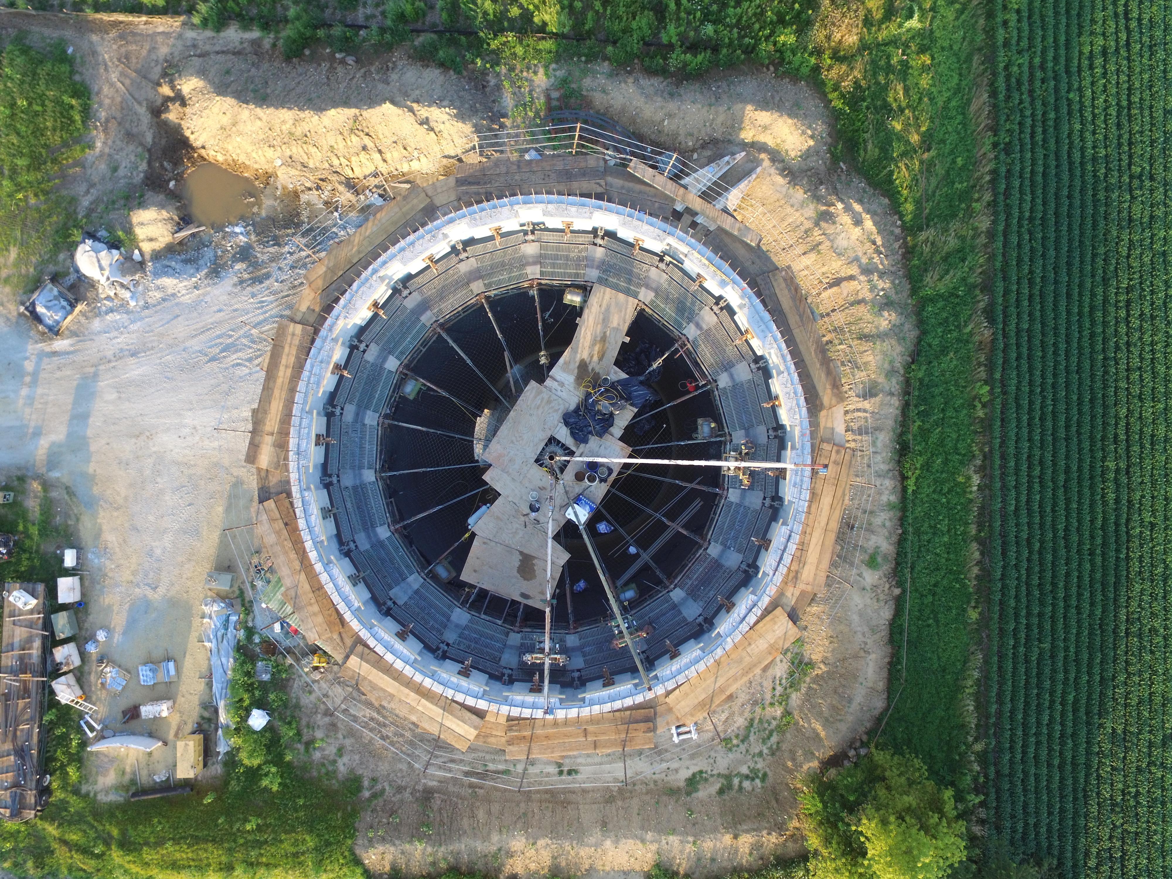 Inside of a water tower under construction r/aerialphotography