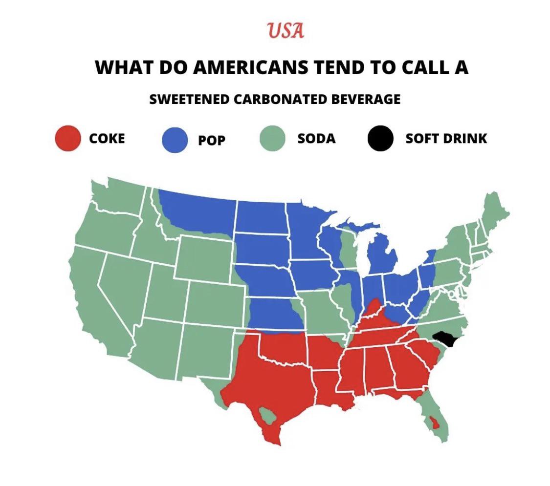 Locals, do you agree with this map? Would you say “soft drink” in this