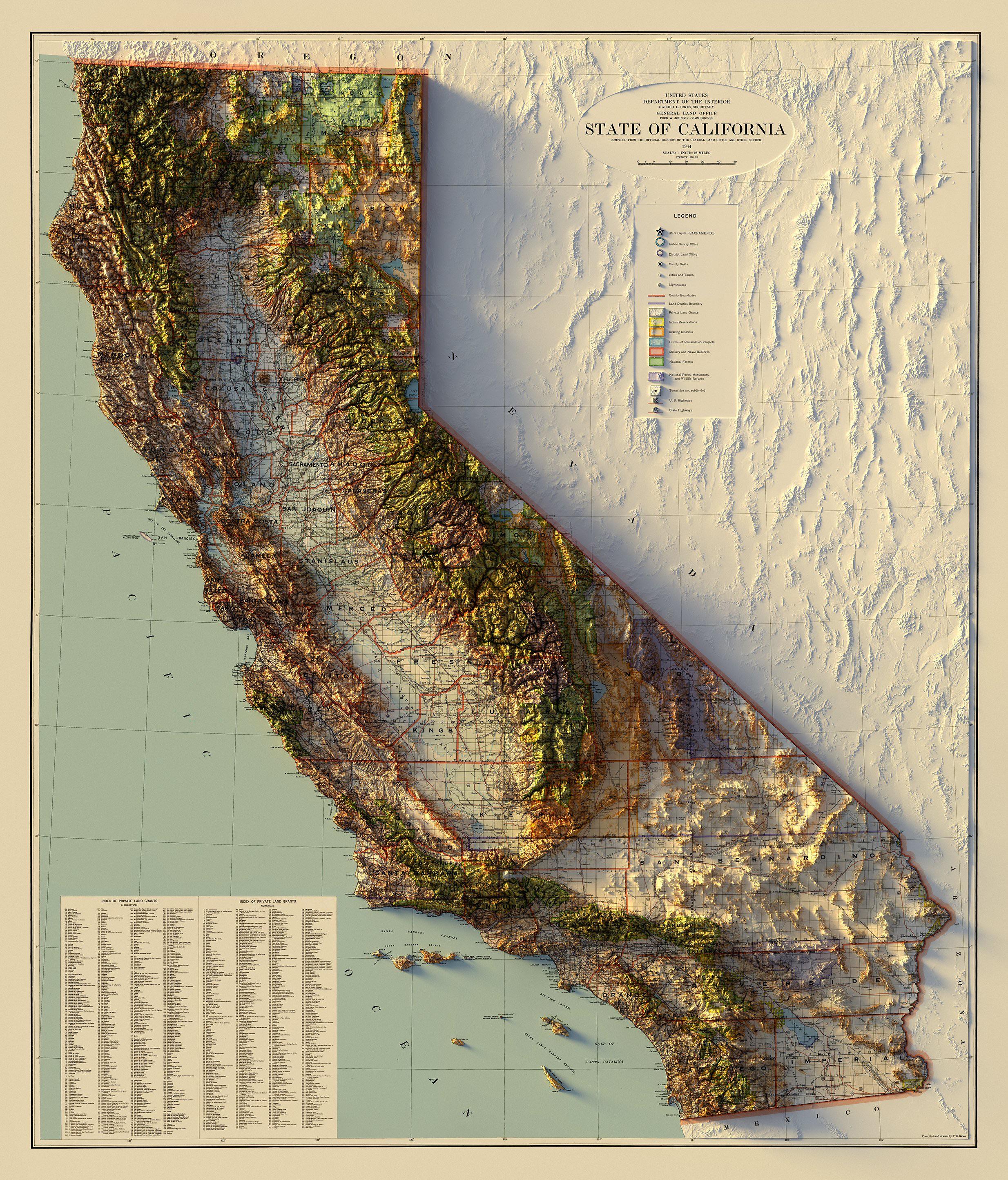 California terrain map (Los Angeles, San Diego, San Francisco home