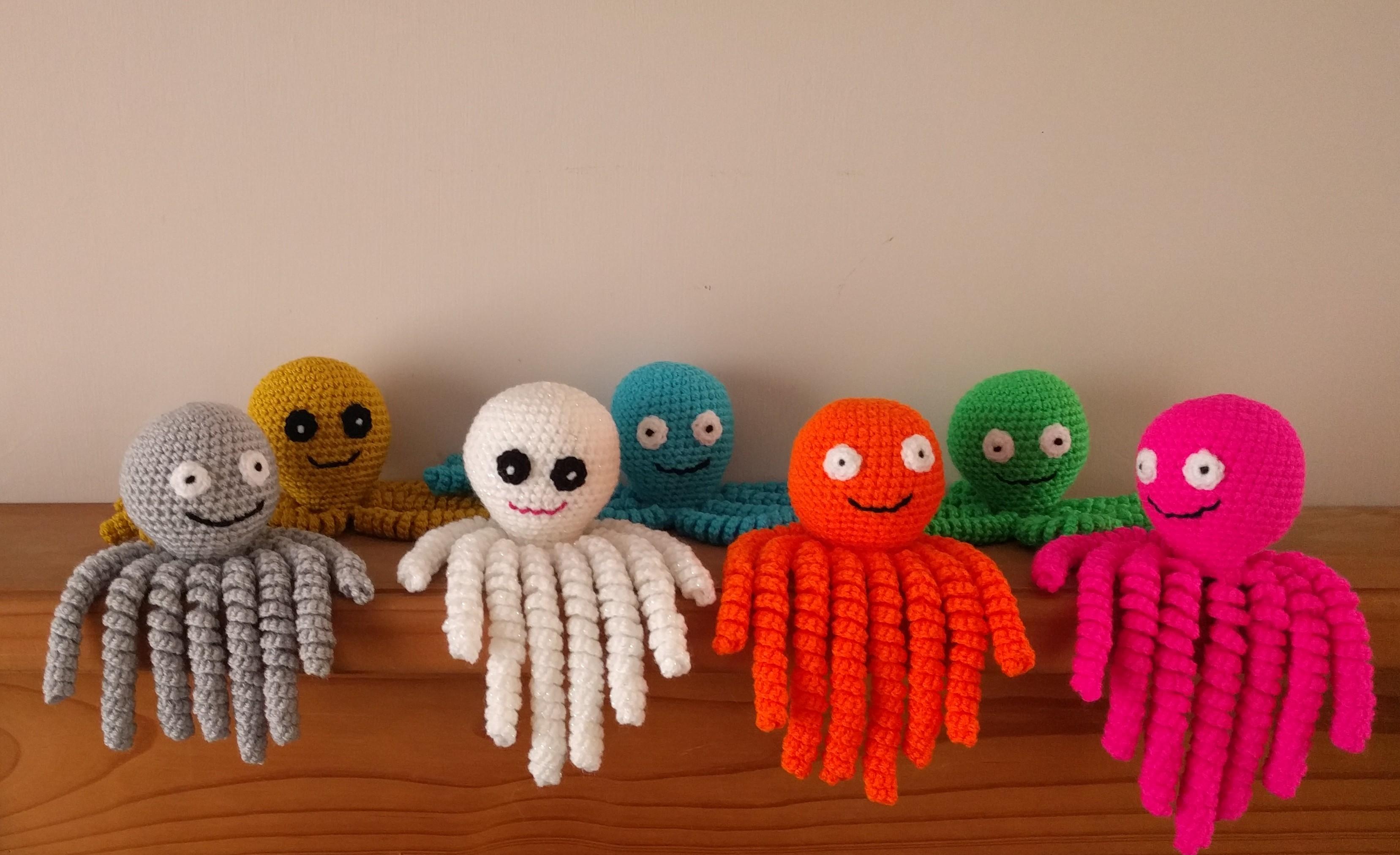 The octopuses I have made so far for the dementia patients in hospital