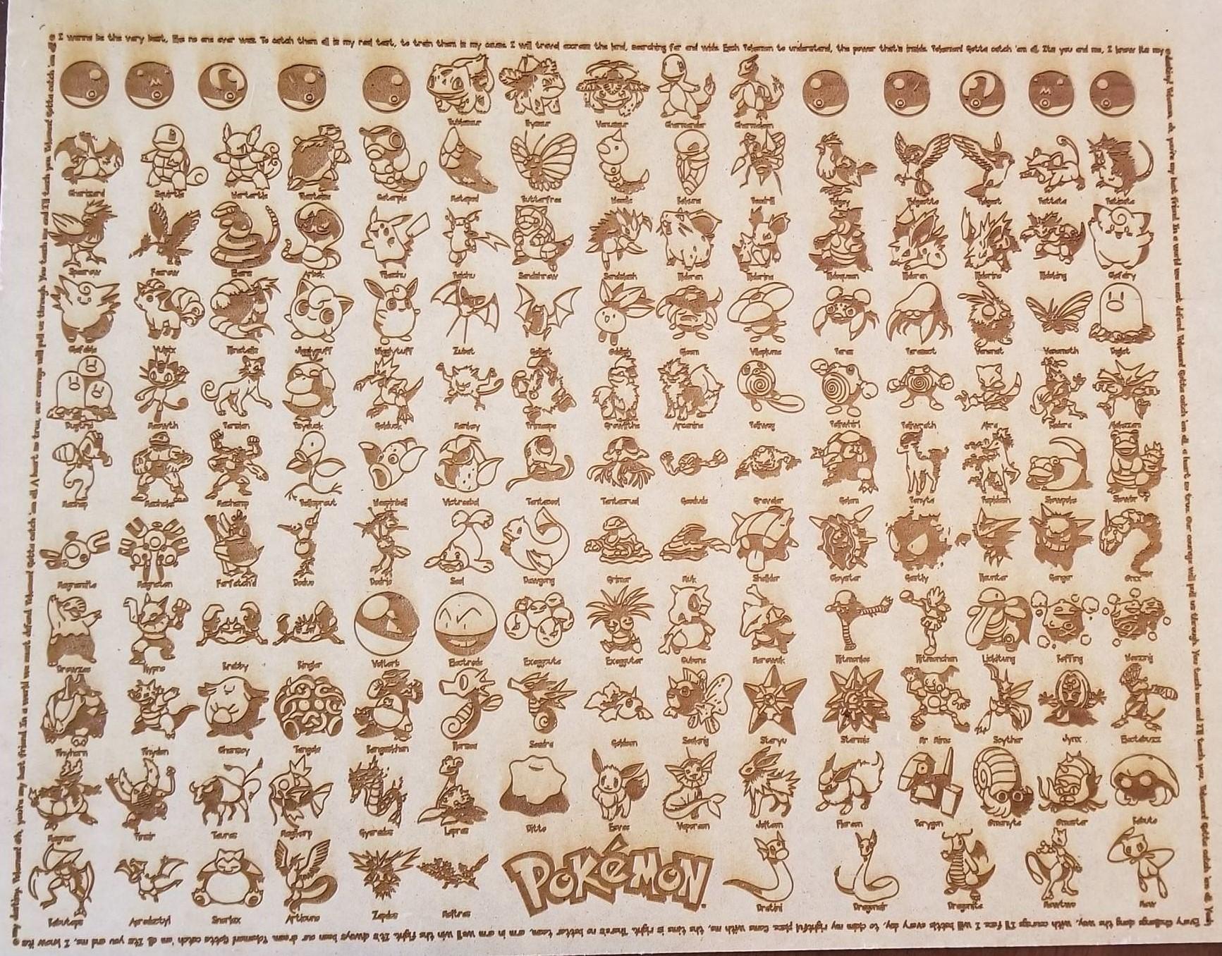 Laser cutting the original 151 Pokemon r/pokemon