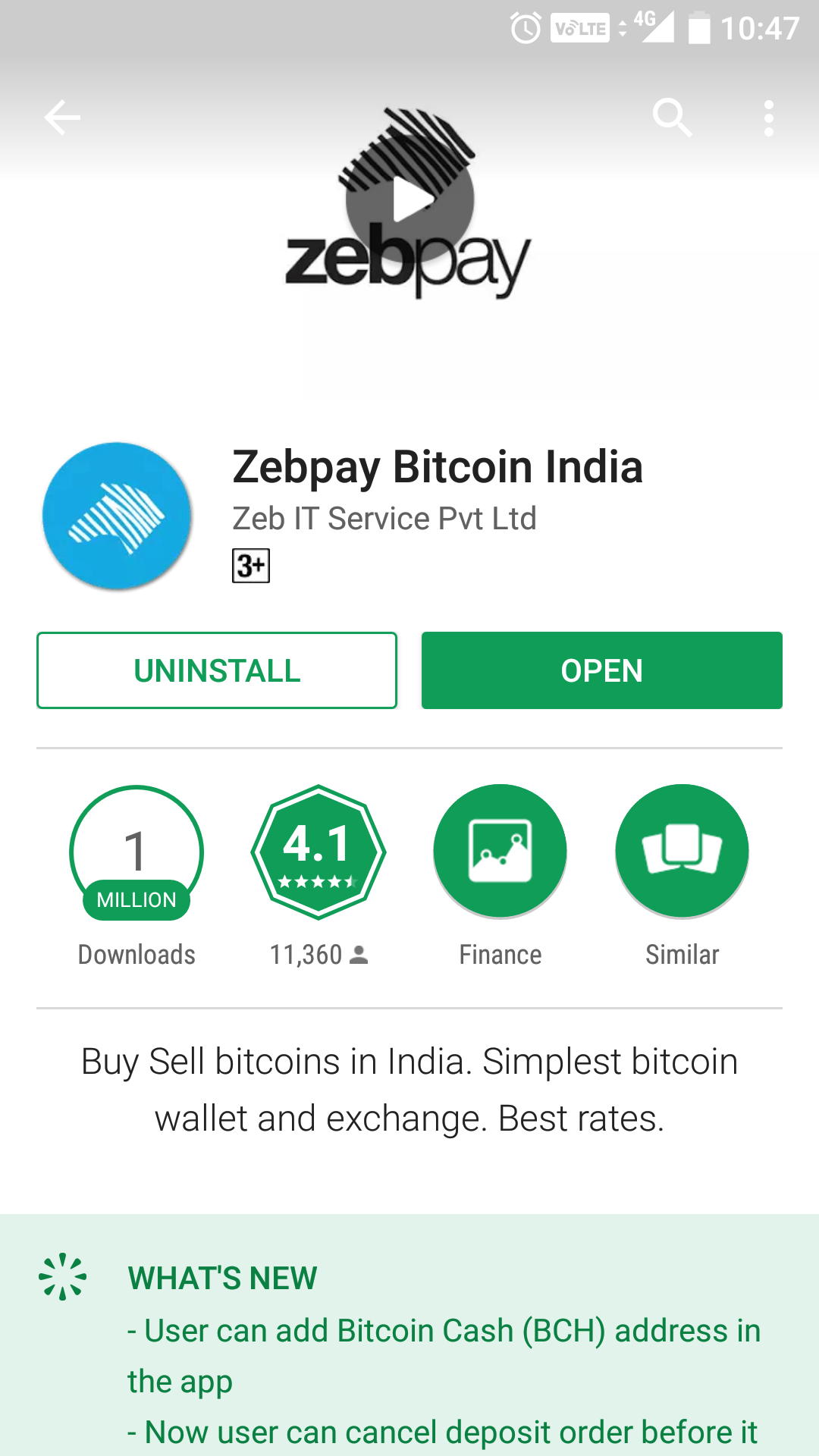 Indian bitcoin exchange Zebpay crosses 1 Million downloads on Android