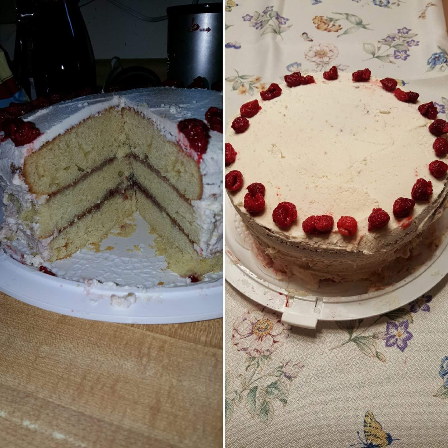 3 Layer White Chocolate Raspberry Birthday Cake r/Baking