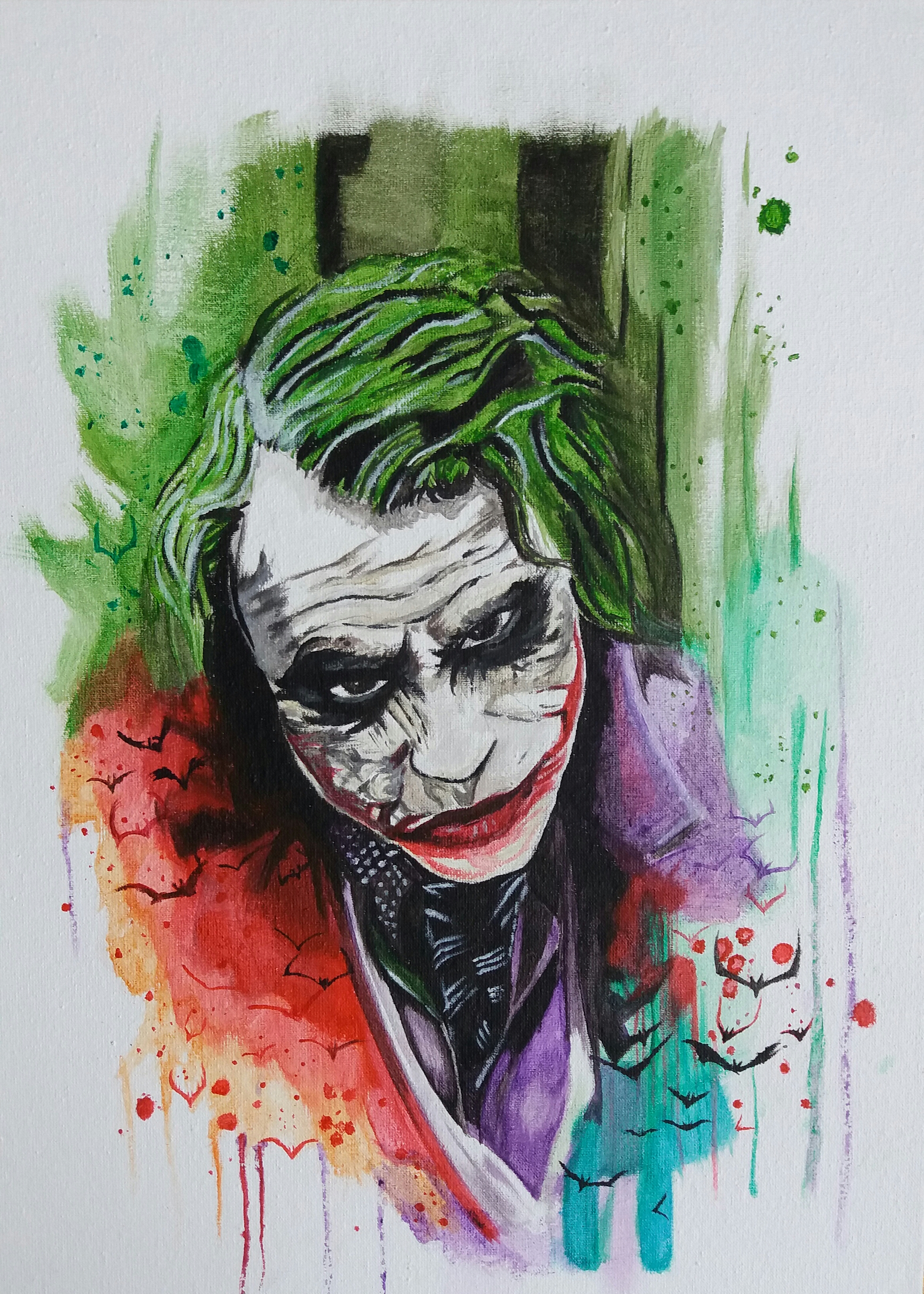 Joker, Heath Ledger, Acrylic on Canvas, 30 to 40 cm r/painting