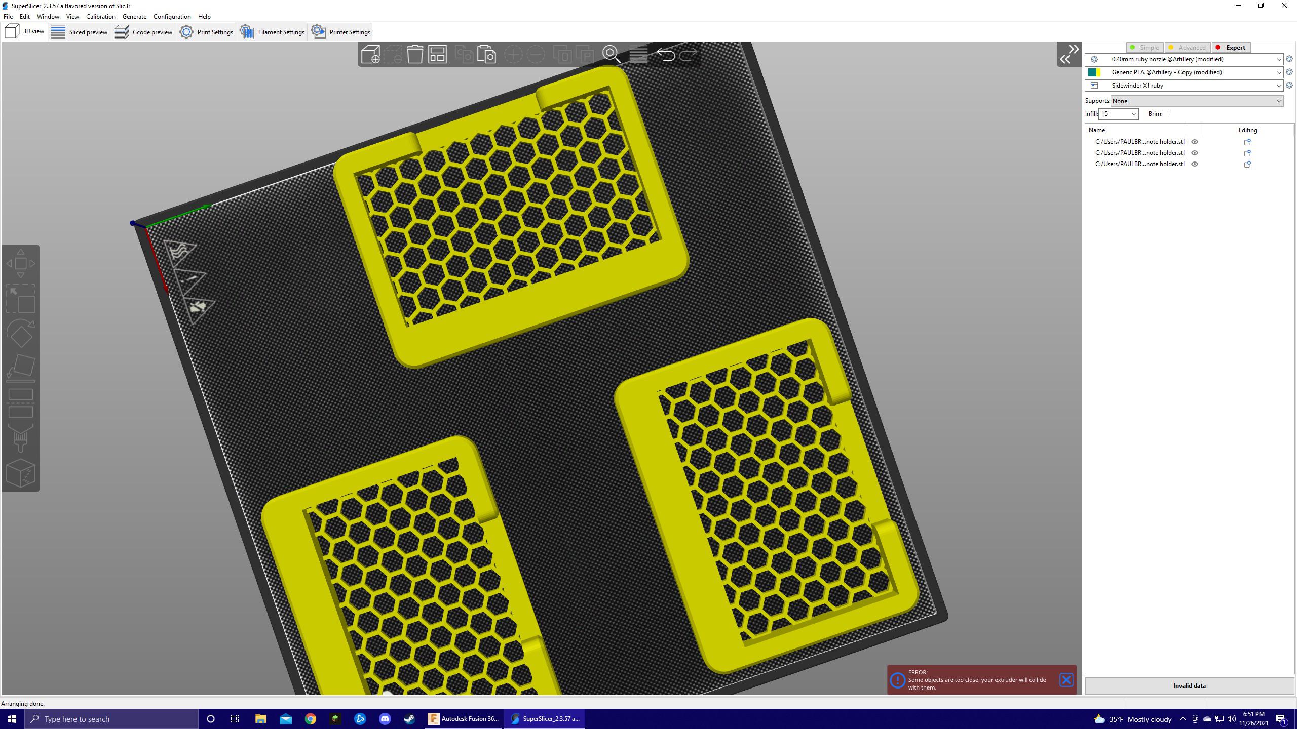 Super slicer says objects are too close together, closest they can be