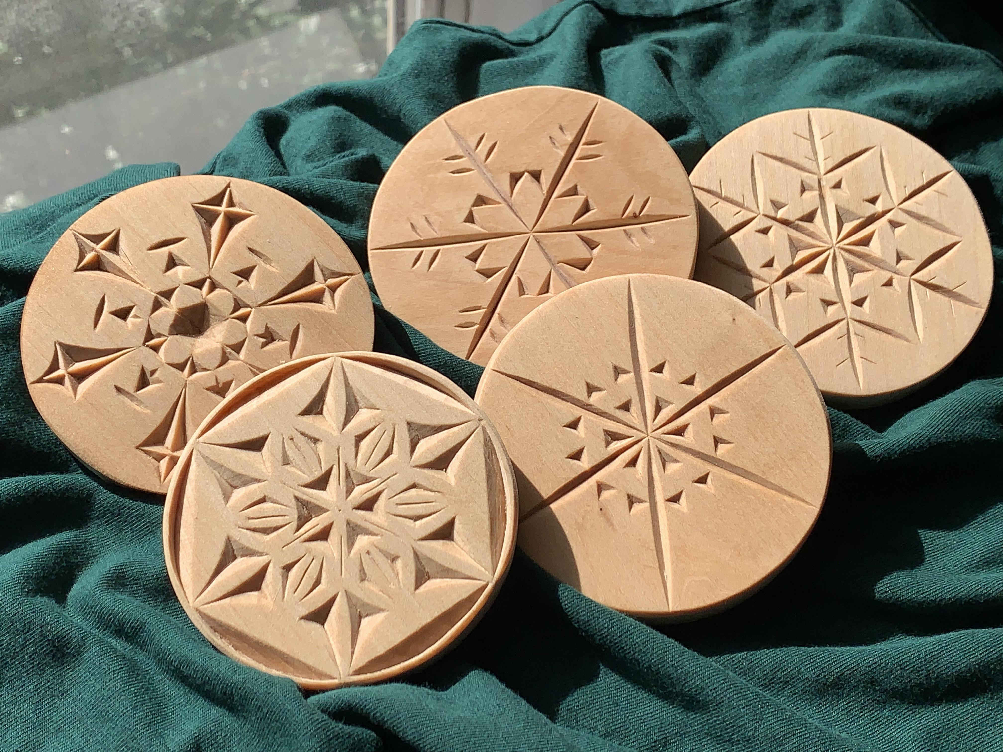 I carved some Christmas ornaments from basswood for my family this year