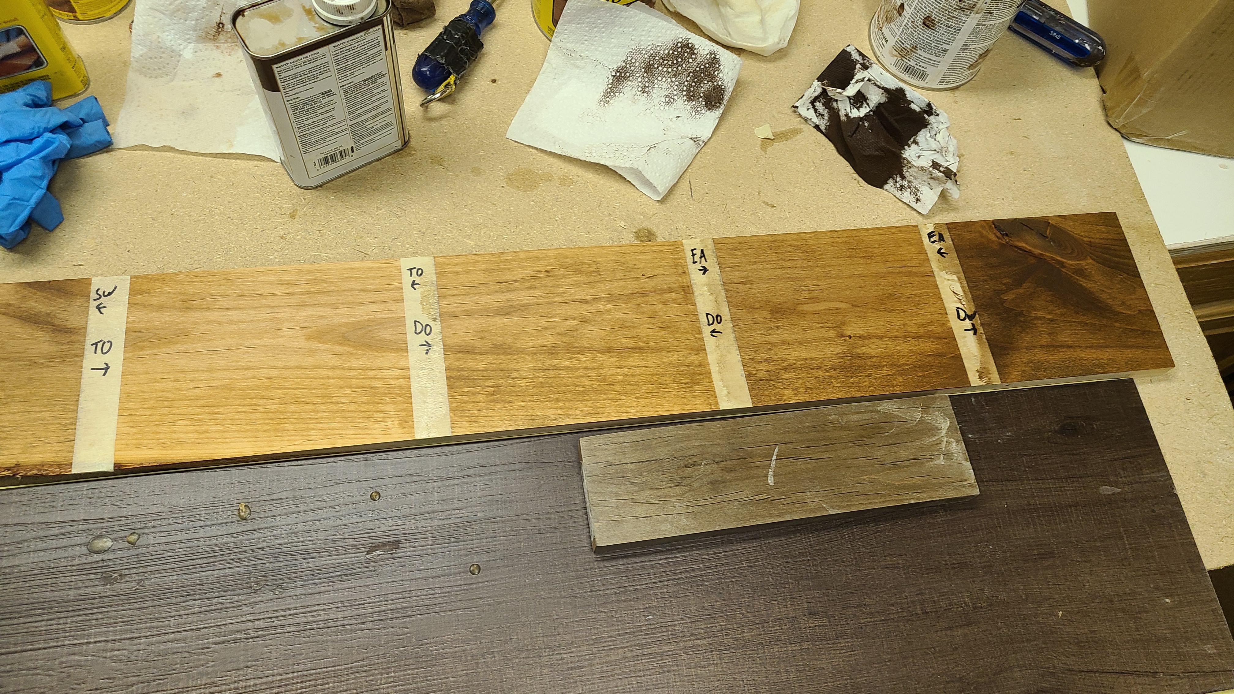 Help staining knotty alder! Looking to get a light gray brown in the