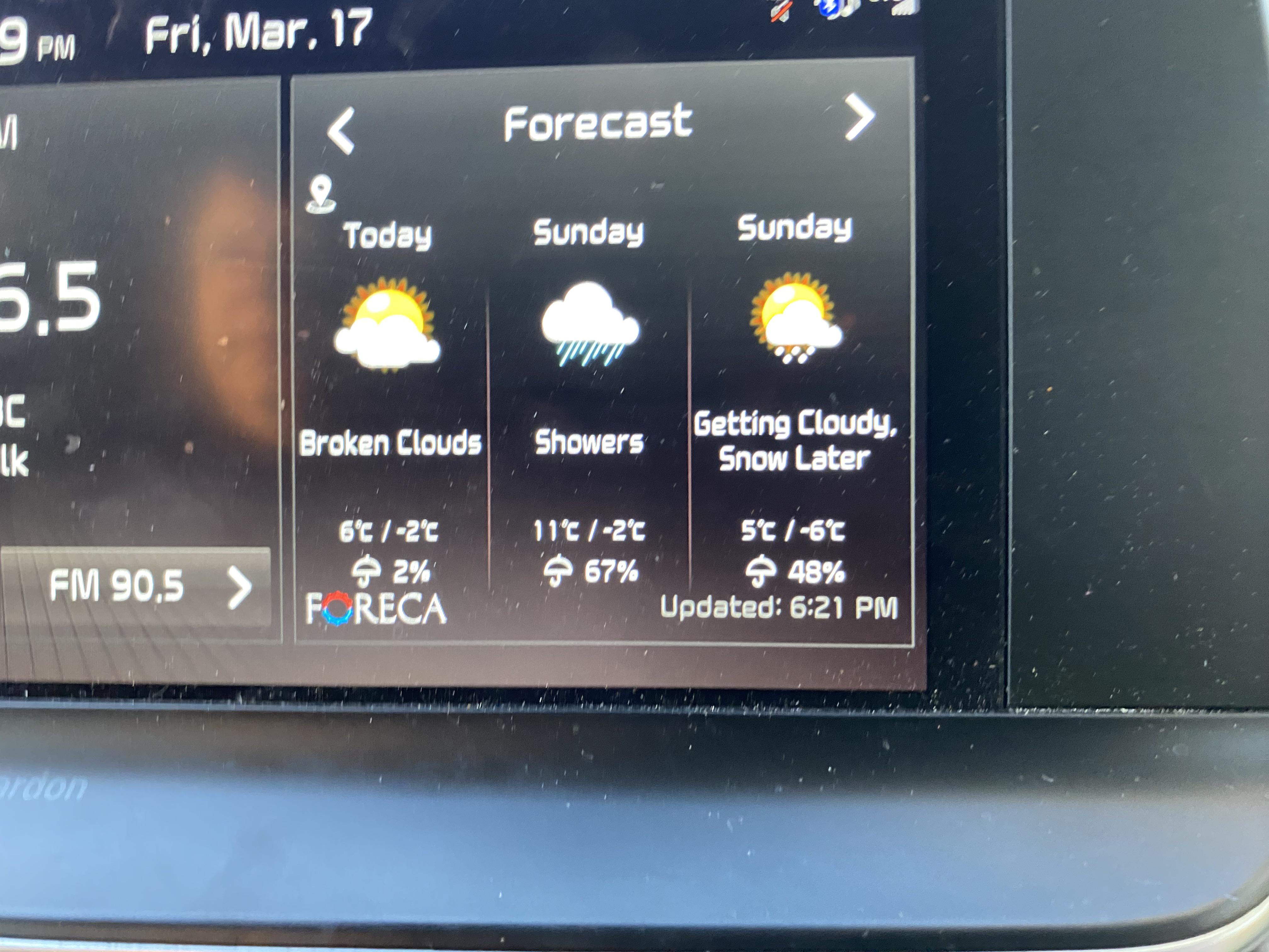 Anyone else have this infotainment issue? (Forecast for Saturday is