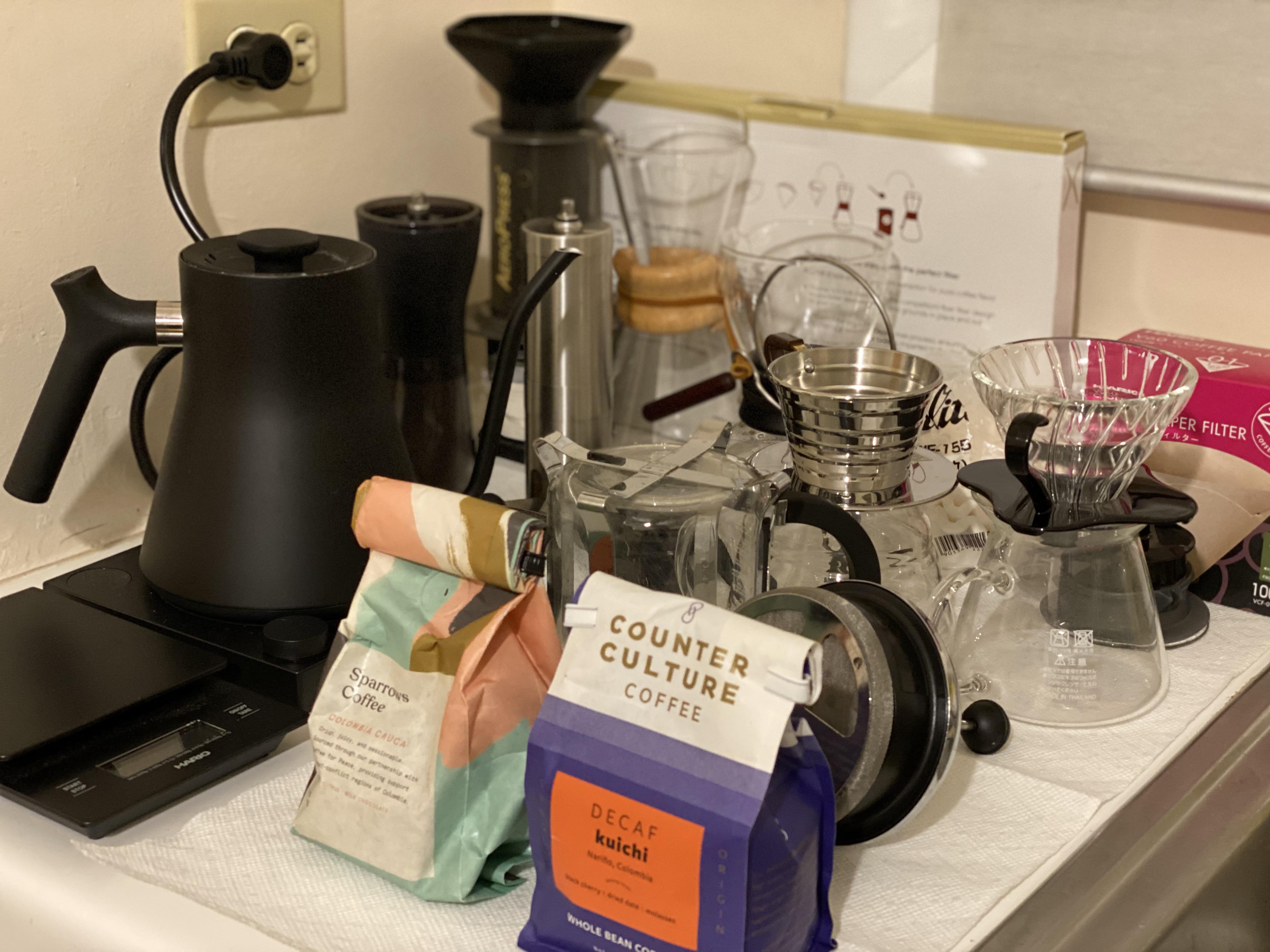 v.1 setup Aeropress, Chemex (3cup), French Press, V60 (Size 01