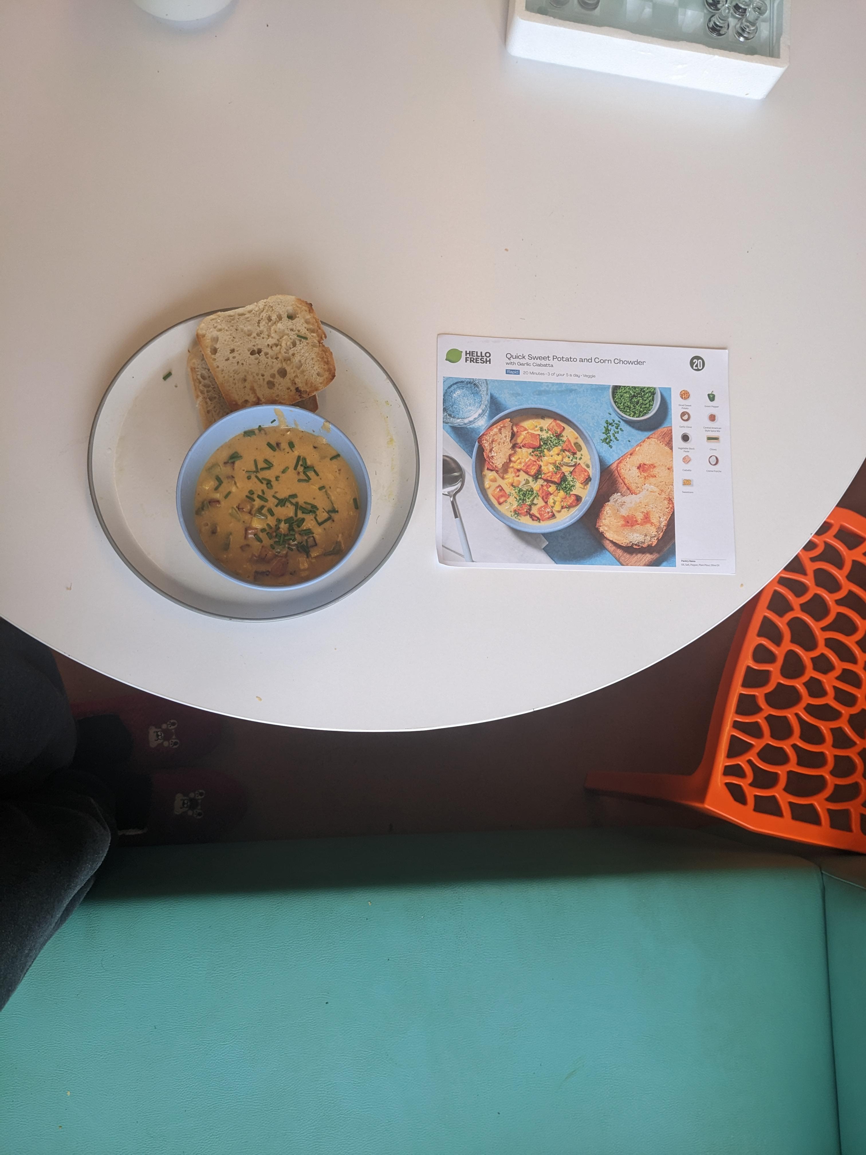 Quick Sweet Potato and Corn Chowder r/hellofresh