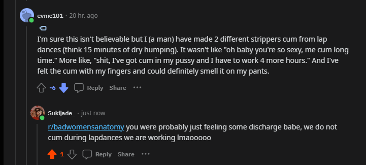 guy makes stripper s cum during lapdance, and knows because he got