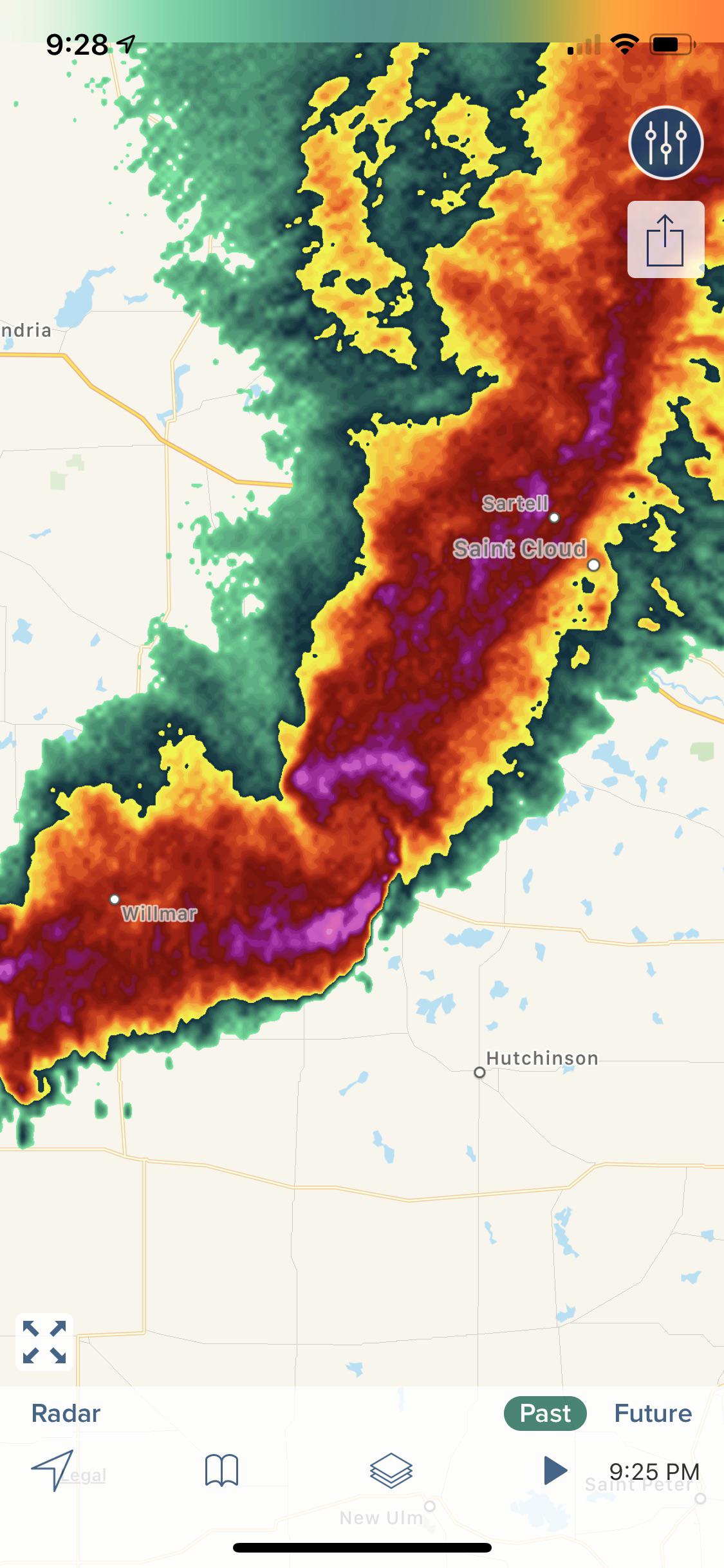 Radar indicated tornado near Litchfield, MN 9/2/19 r/weather