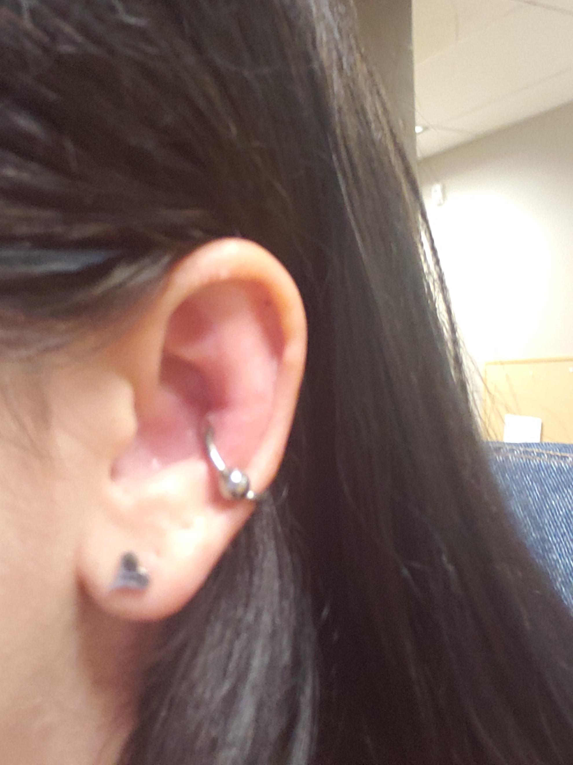 Not sure if this conch piercing is infected or if it's just healing r