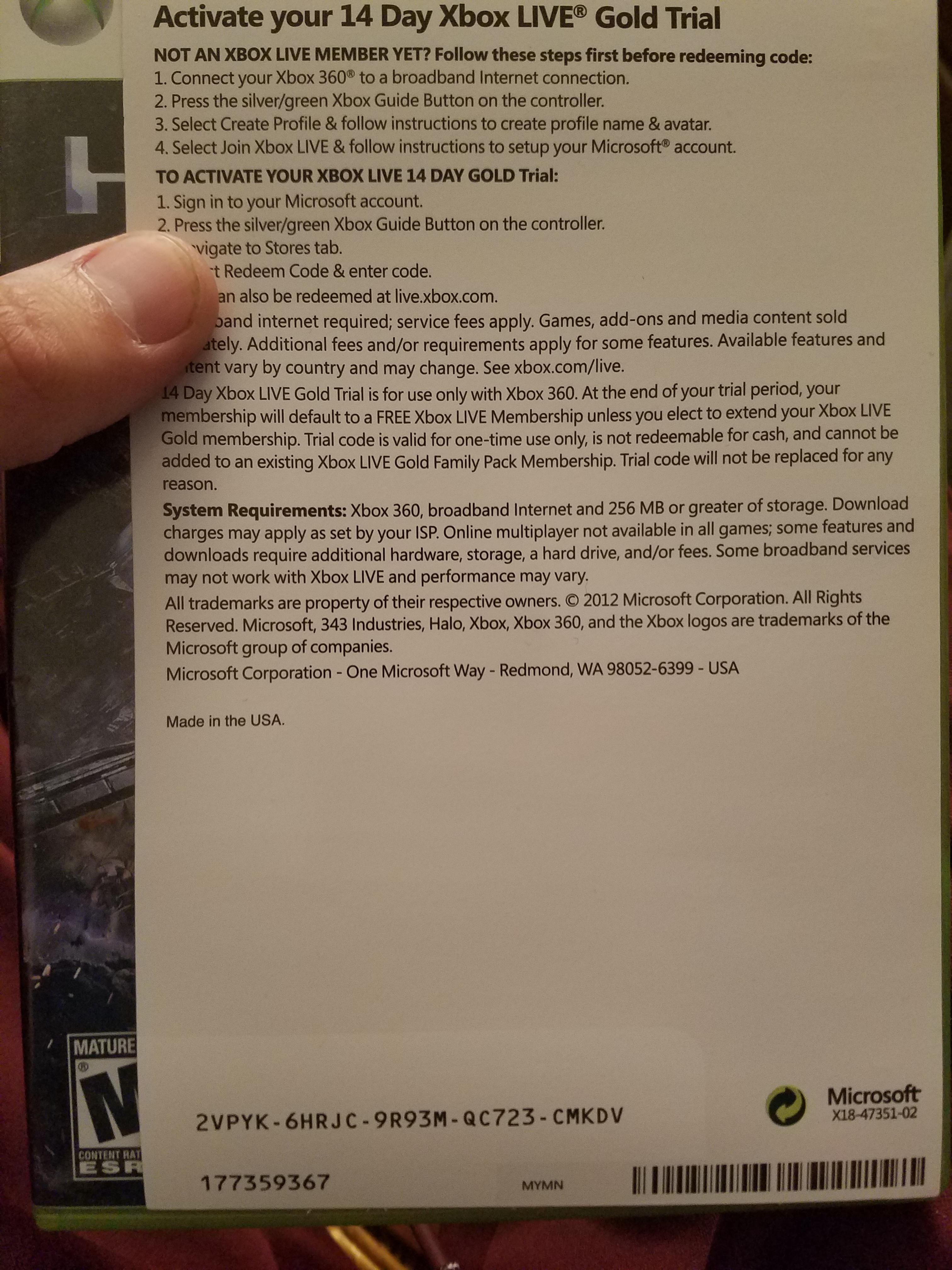 Free 14 Day Xbox Live Code xbox