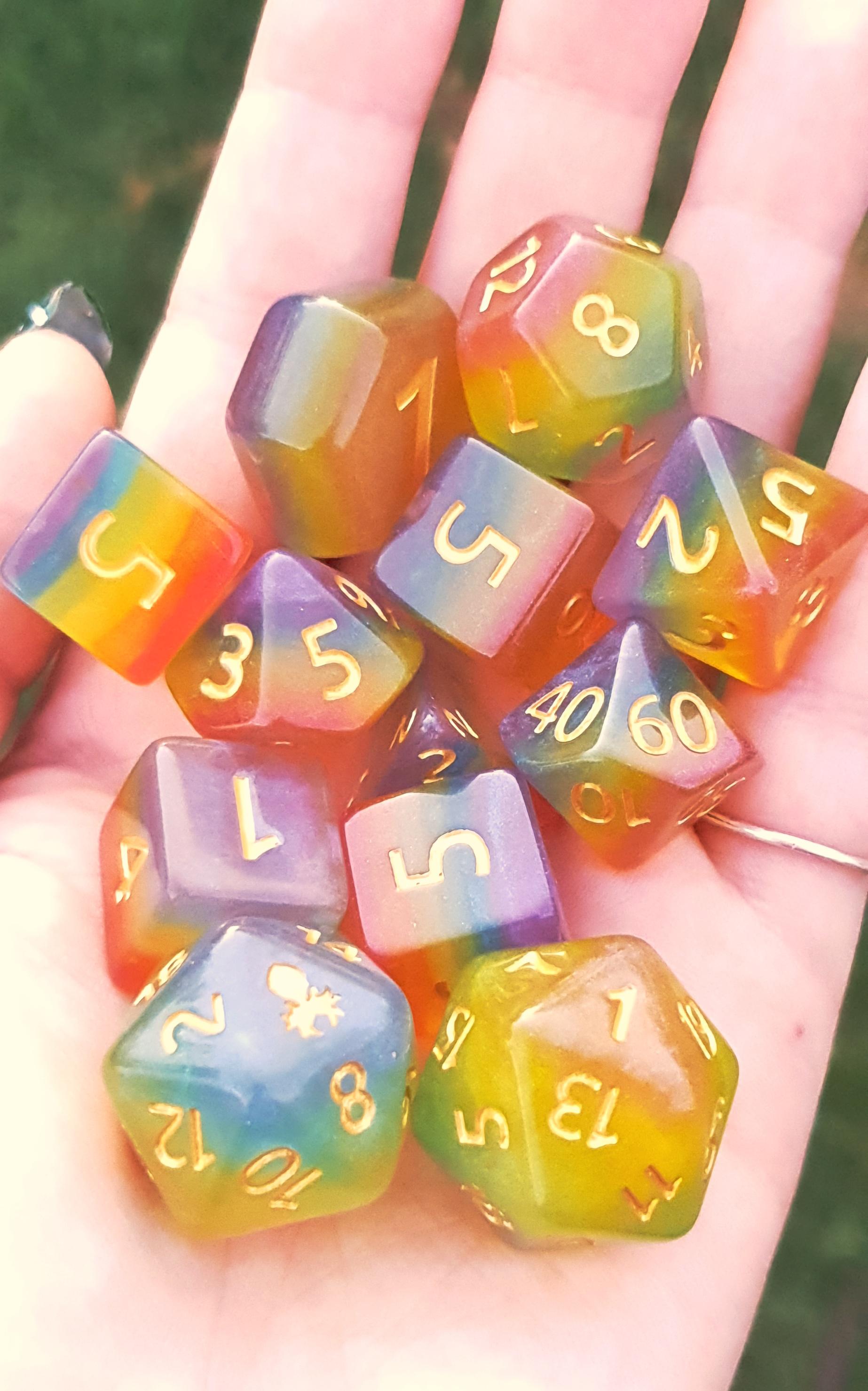 Handful of rainbows Mystic Rainbow from Kraken Dice. Bonus shots of