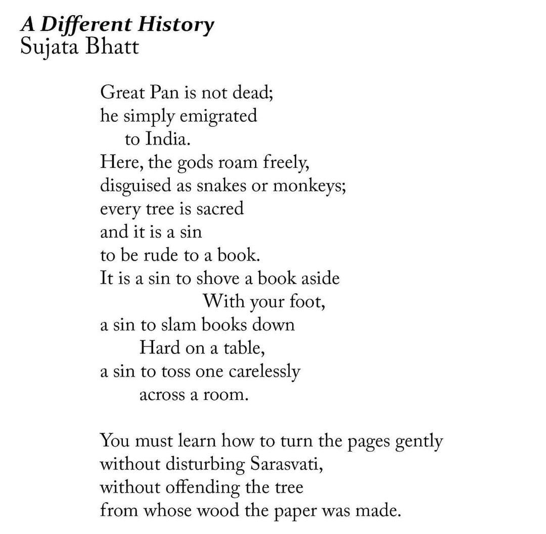 A different history Sujata Bhatt [POEM] r/dionysus