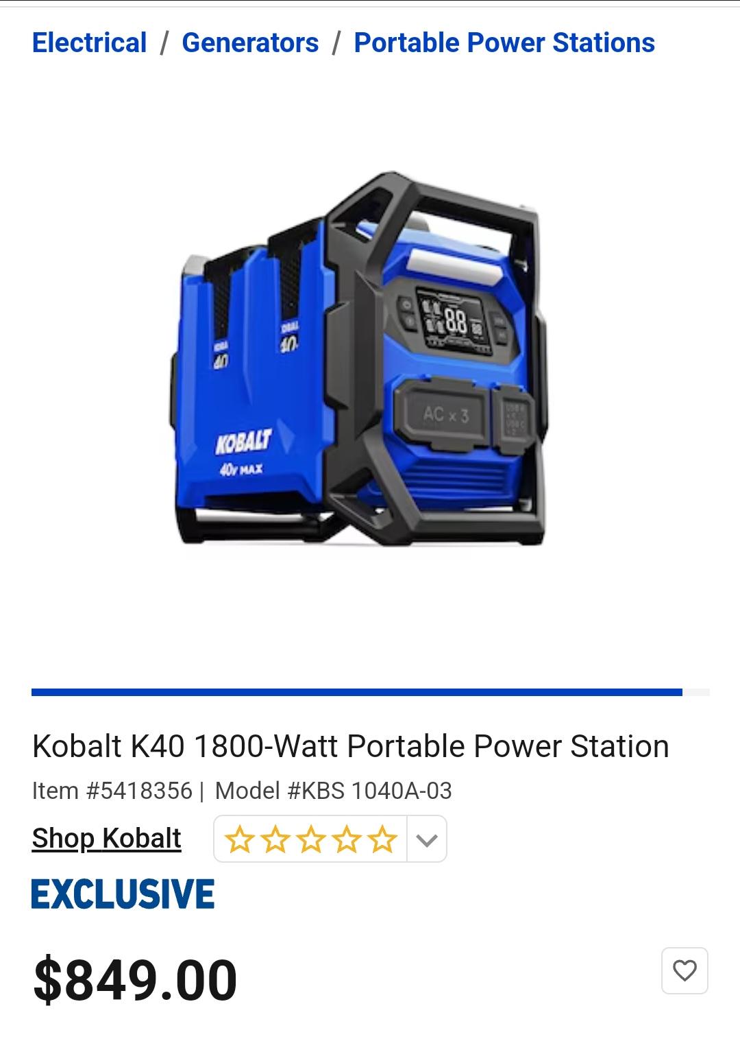 Kobalt 40v Power Station : r/KobaltTools
