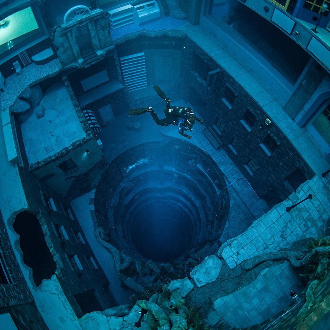The Deep Dive Dubai. It is the deepest swimming pool in the world It