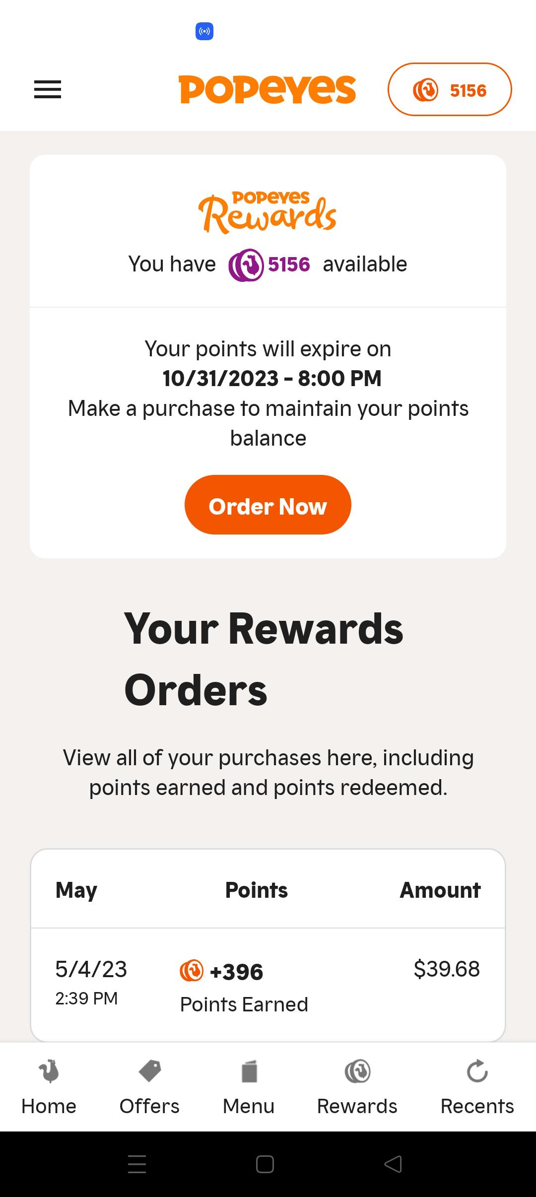 Rewards points expire now? r/Popeyes
