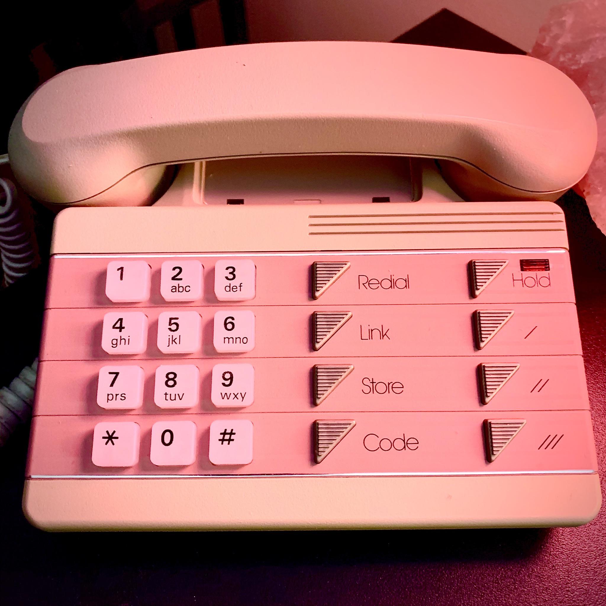 My new phone to add to my collection of pink things. 4.99 dated 1987