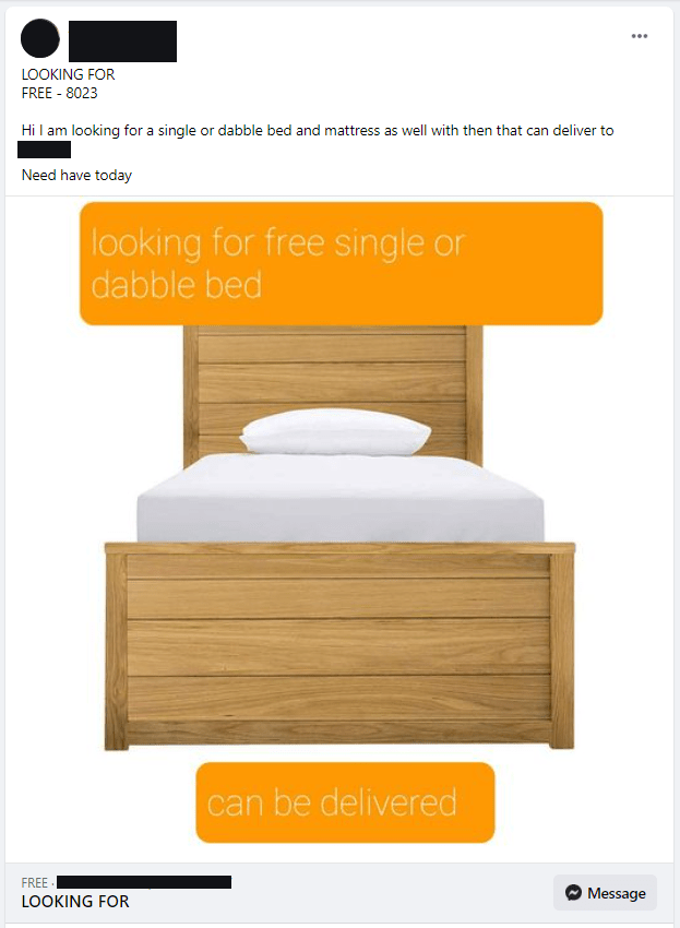In need a free bed, needs to be delivered and required on none other, but Christmas Day. Doesn't