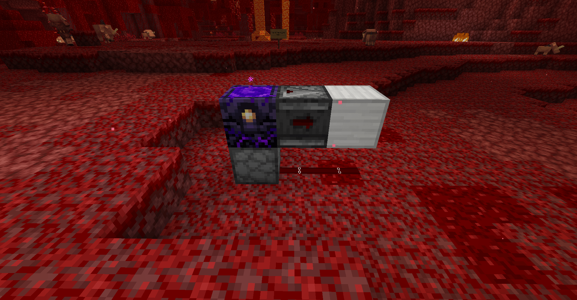 Simple 1 block wide reusable nether bed using the new dispenser