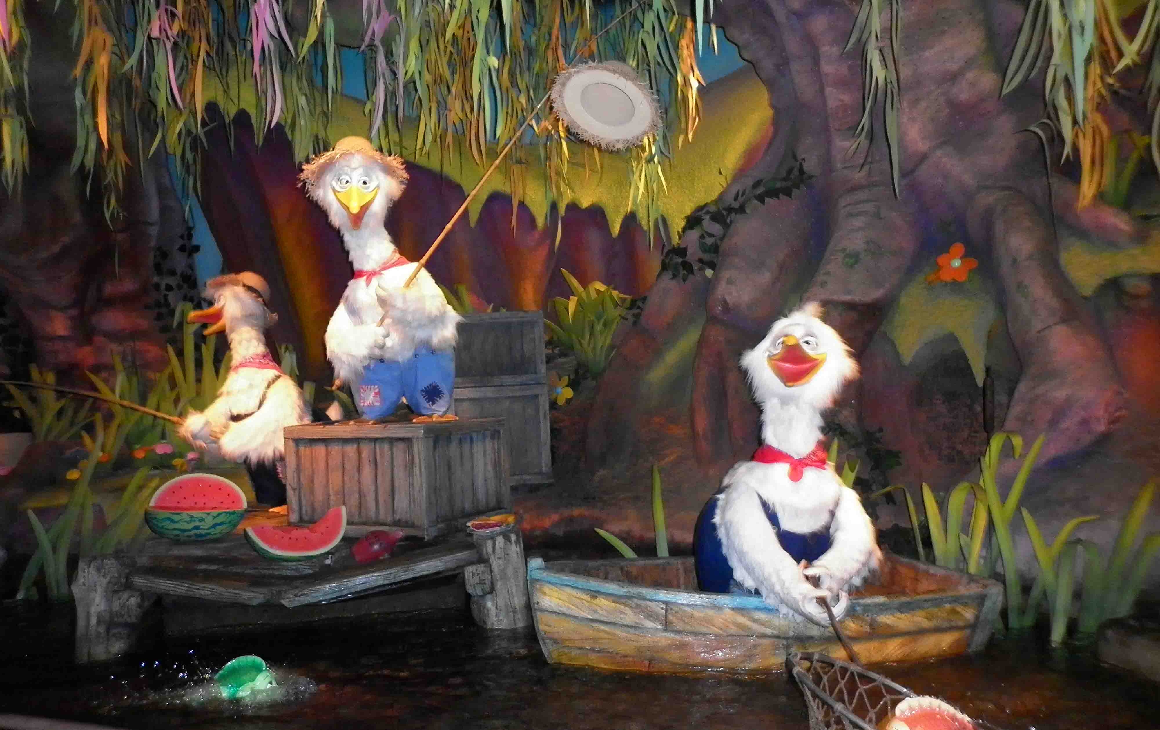 Two of the seldomworking jumping fish on Splash Mountain. (Big thanks
