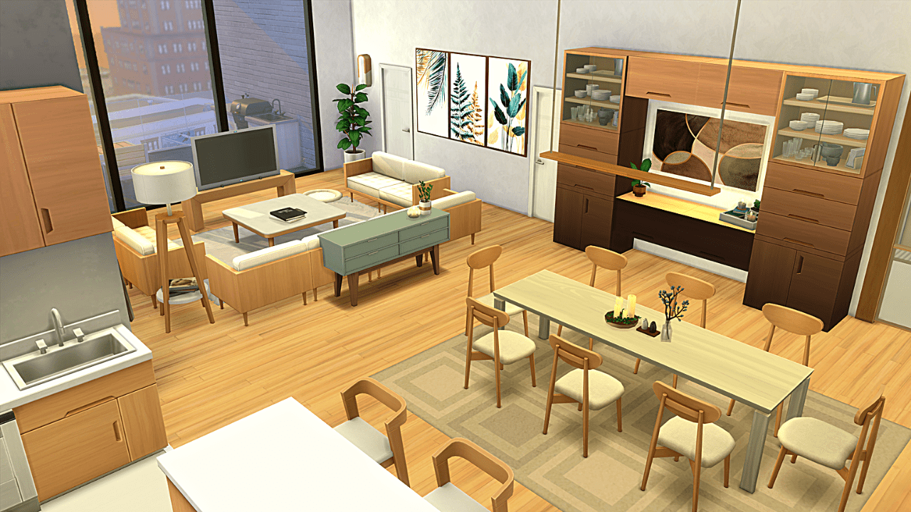 I built this Family Apartment in San Myshuno 🌇 (playtested, no cc) r