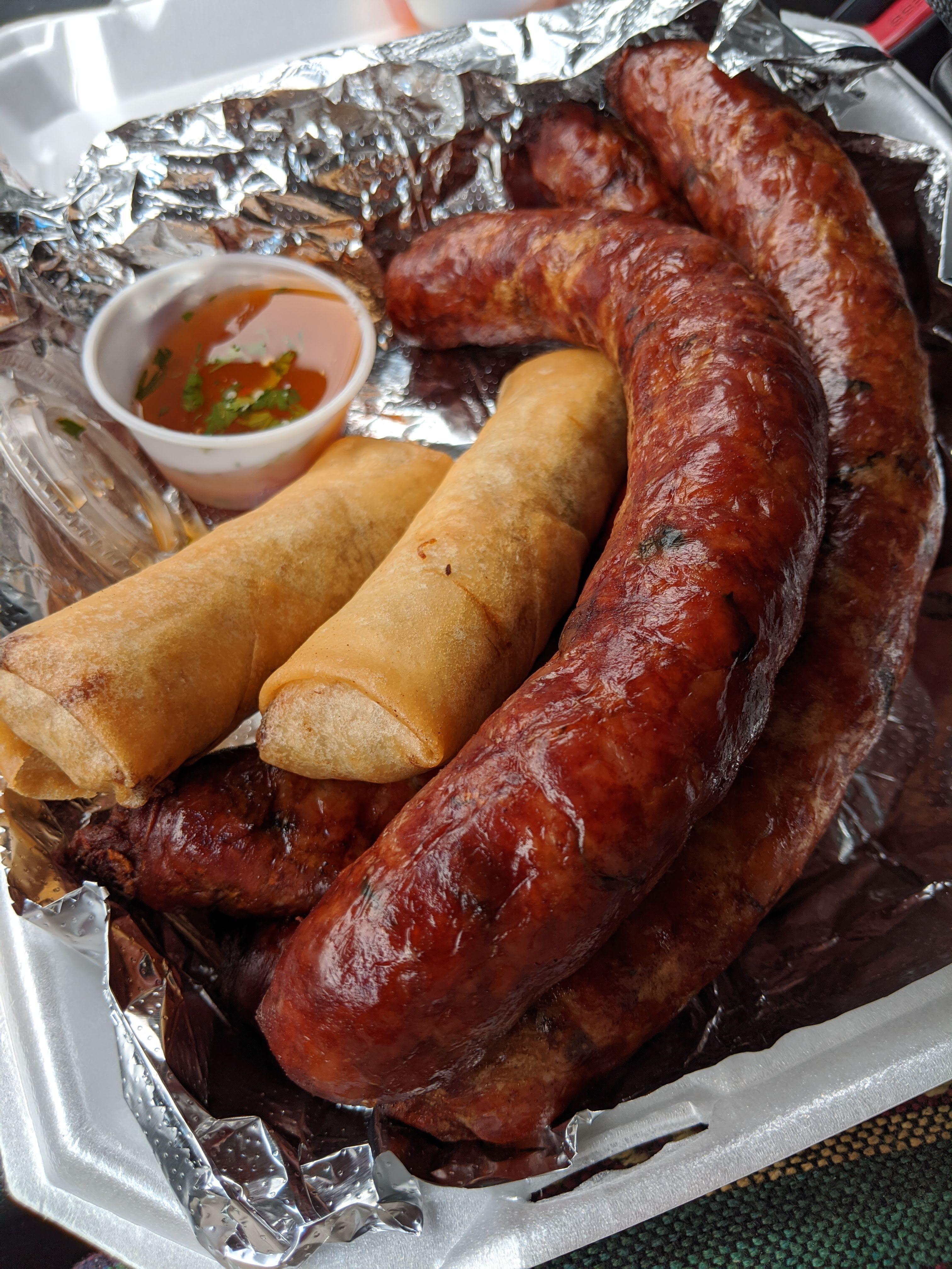 [I Ate] Hmong Sausage and A Couple of Egg Rolls r/food