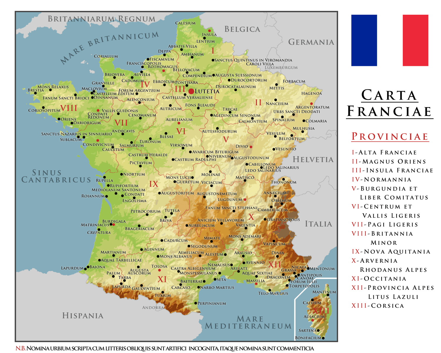 Carte De France Moderne A Map of Modern Day France in Latin MapPorn