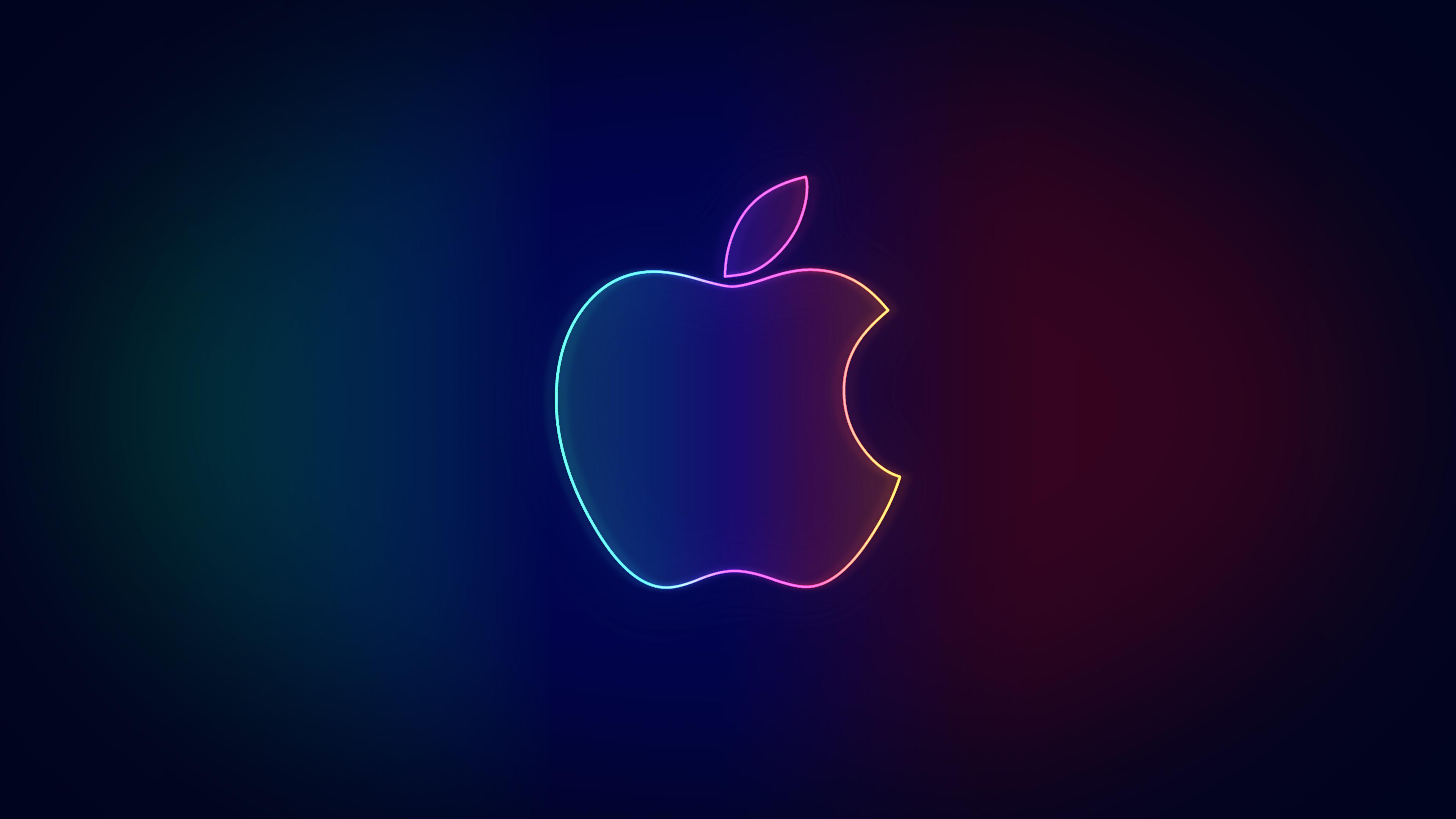 Neon Apple logo [3840x2160] r/wallpaper