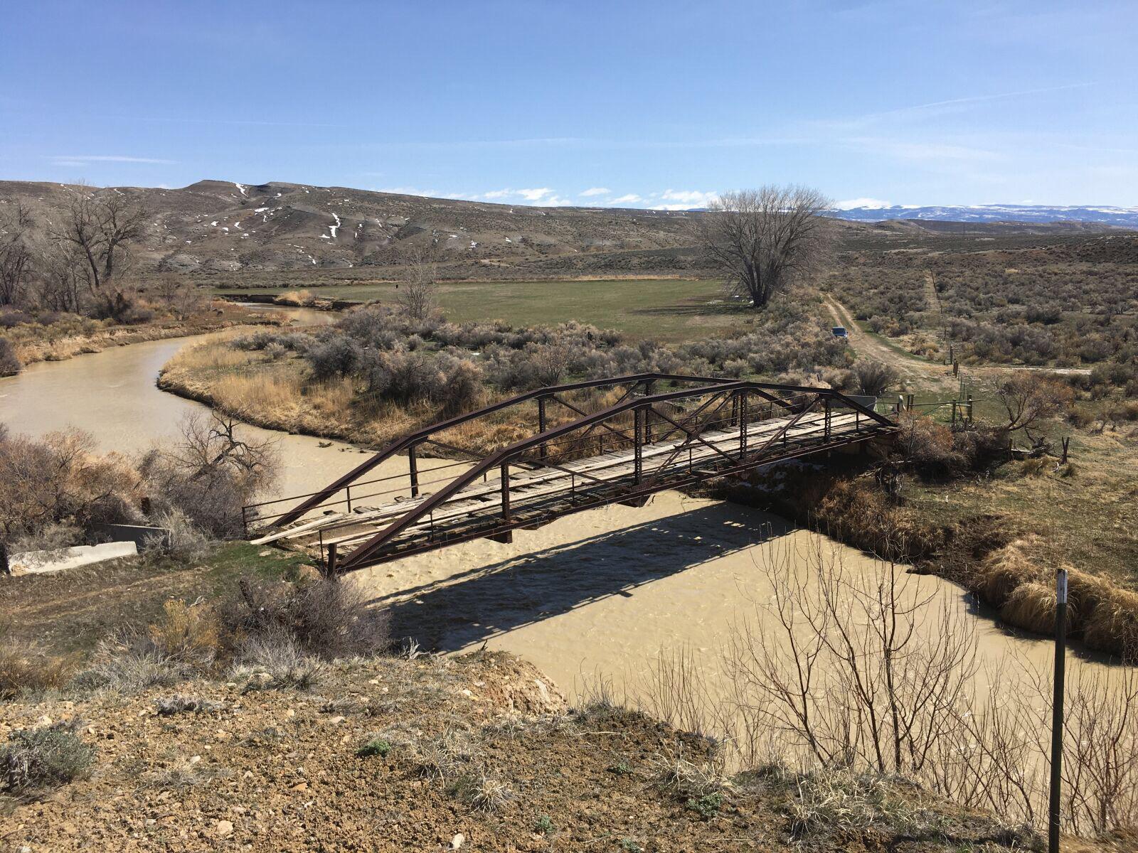 Abandoned 1917 road bridge over the Nowood River near Hyattville