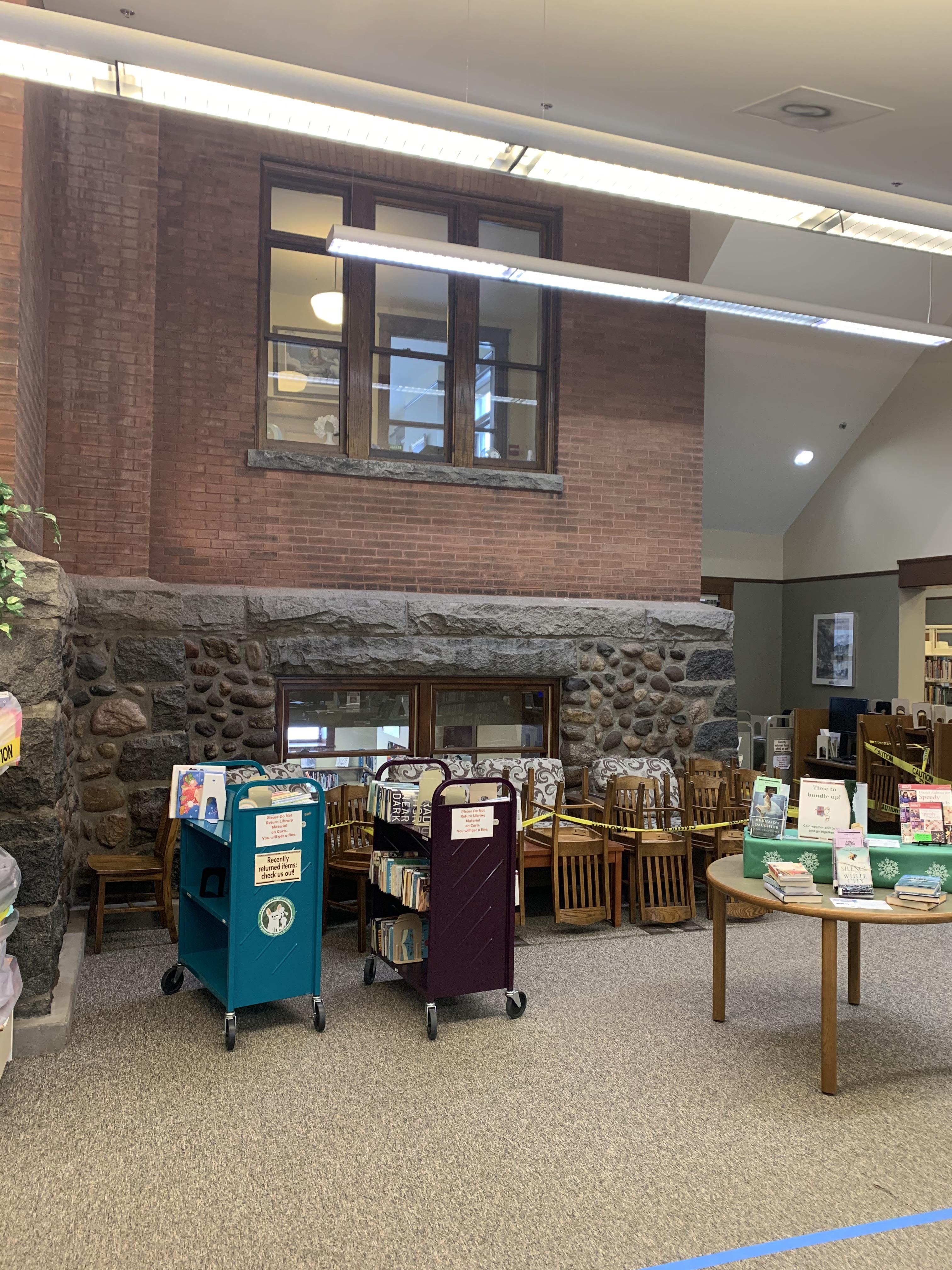 The exterior of the old library inside the new library