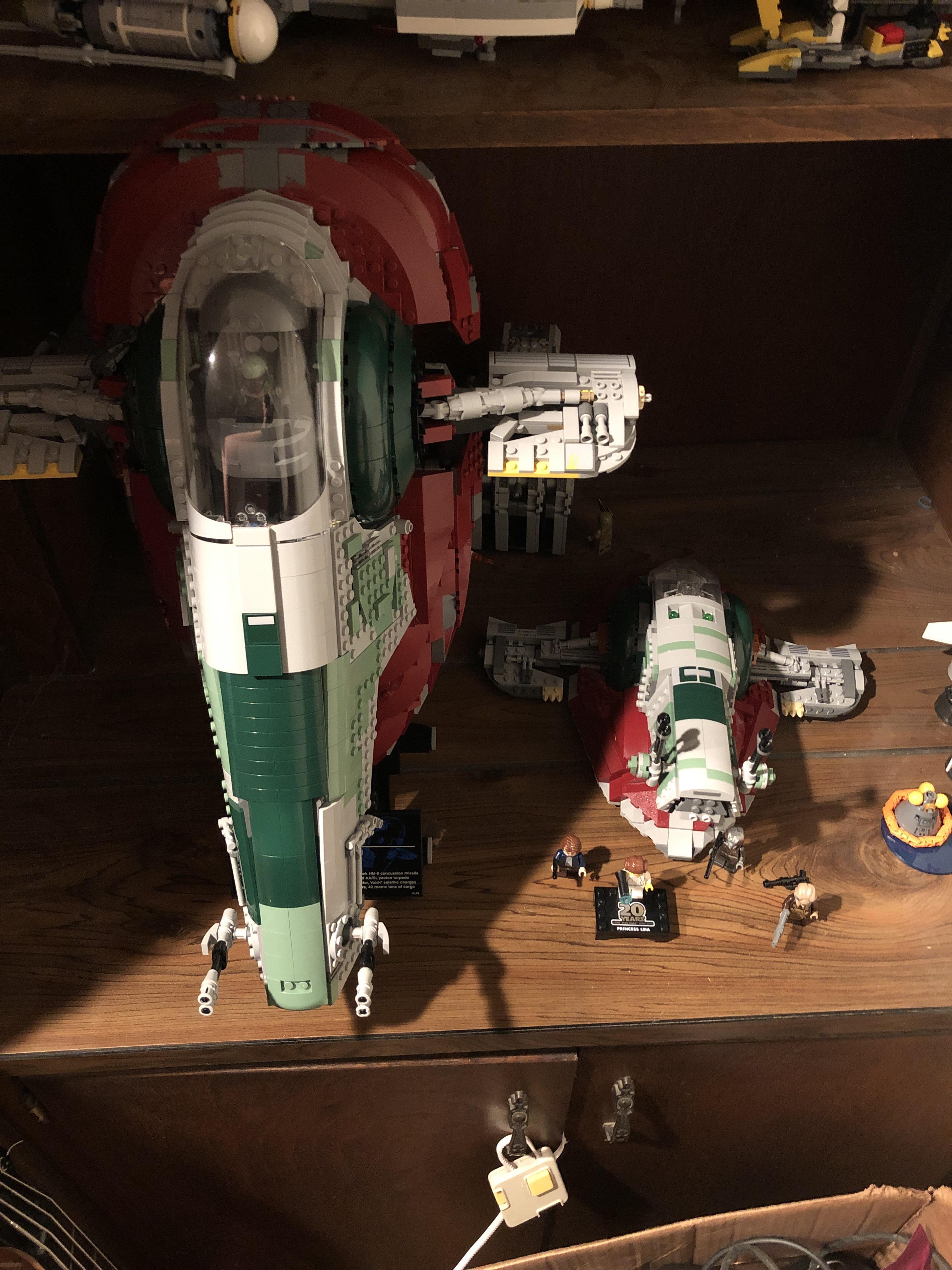 Momma and her baby. UCS Slave I and 20th Anniversary Slave I side by