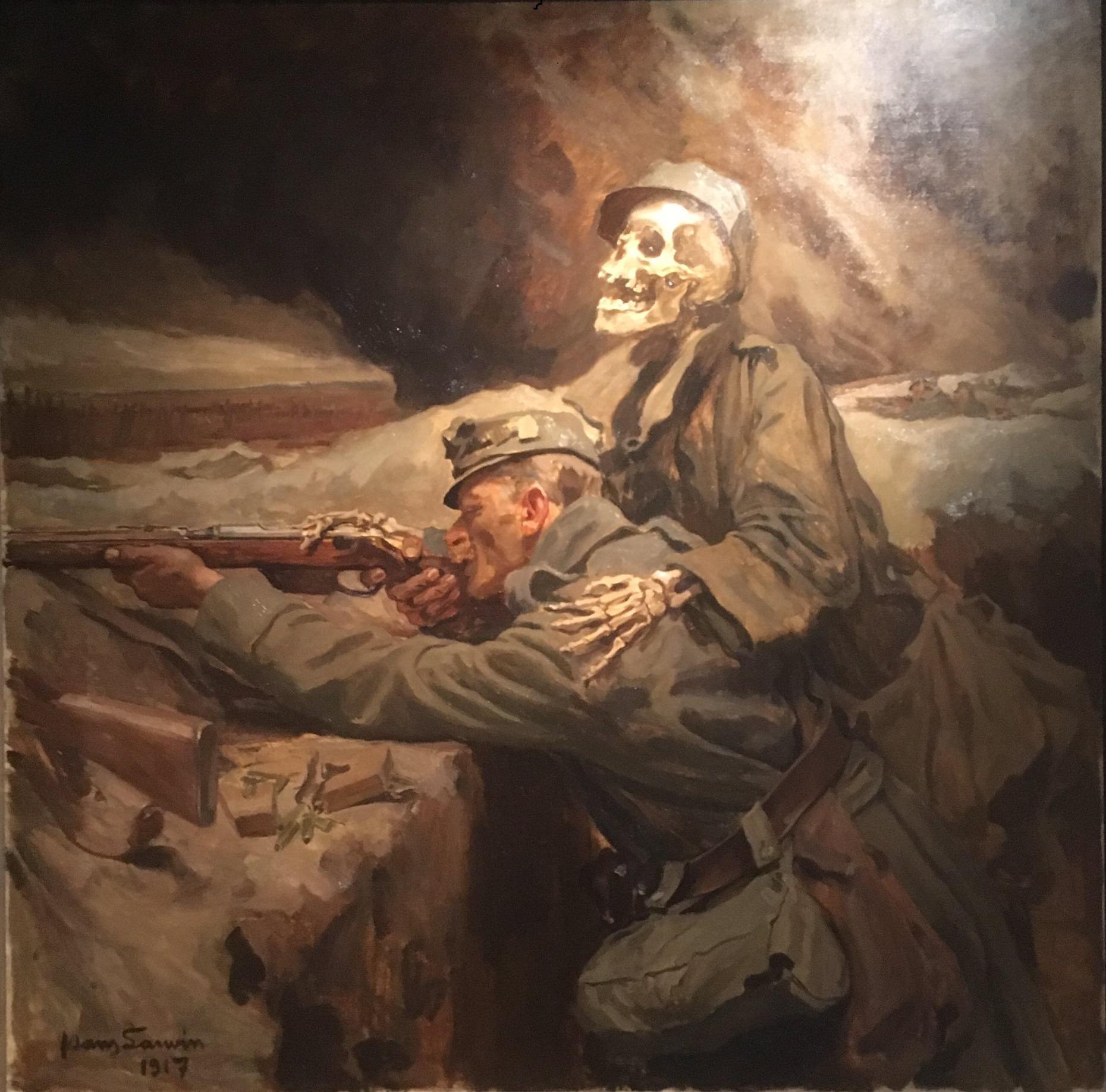 Soldat und Tod (Soldier and Death), painting by Hans Larwin from WW1