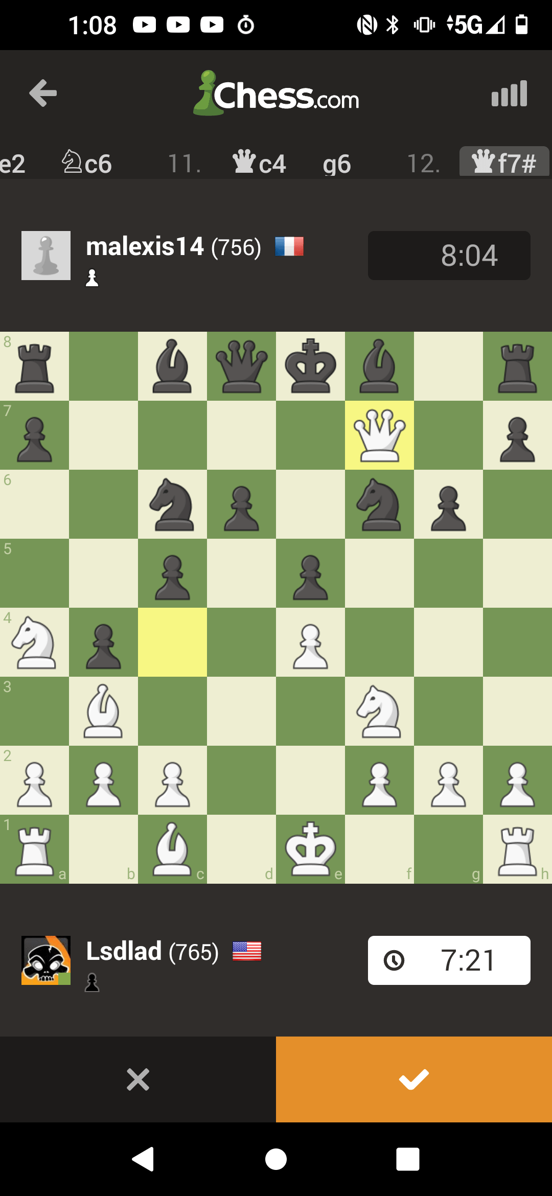 with using the premove confirrmation button on the app you