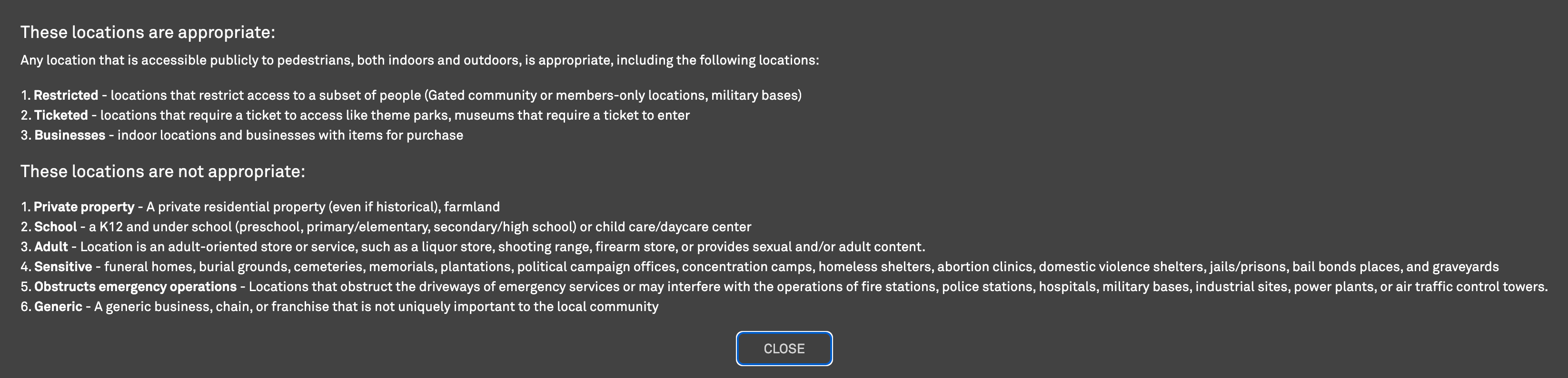 Reminder that areas inside of housing/apartment complexes, business