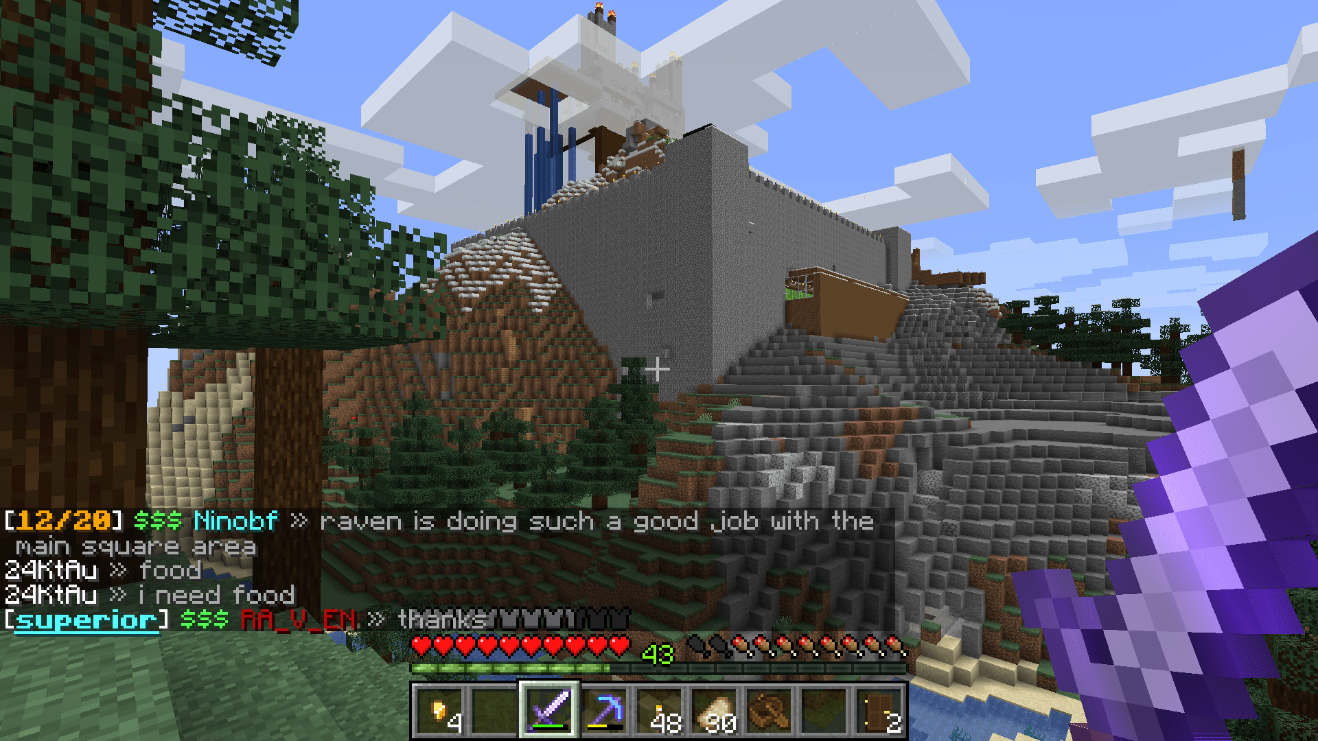 Not as impressive as some builds, but I made a fortress with torches to