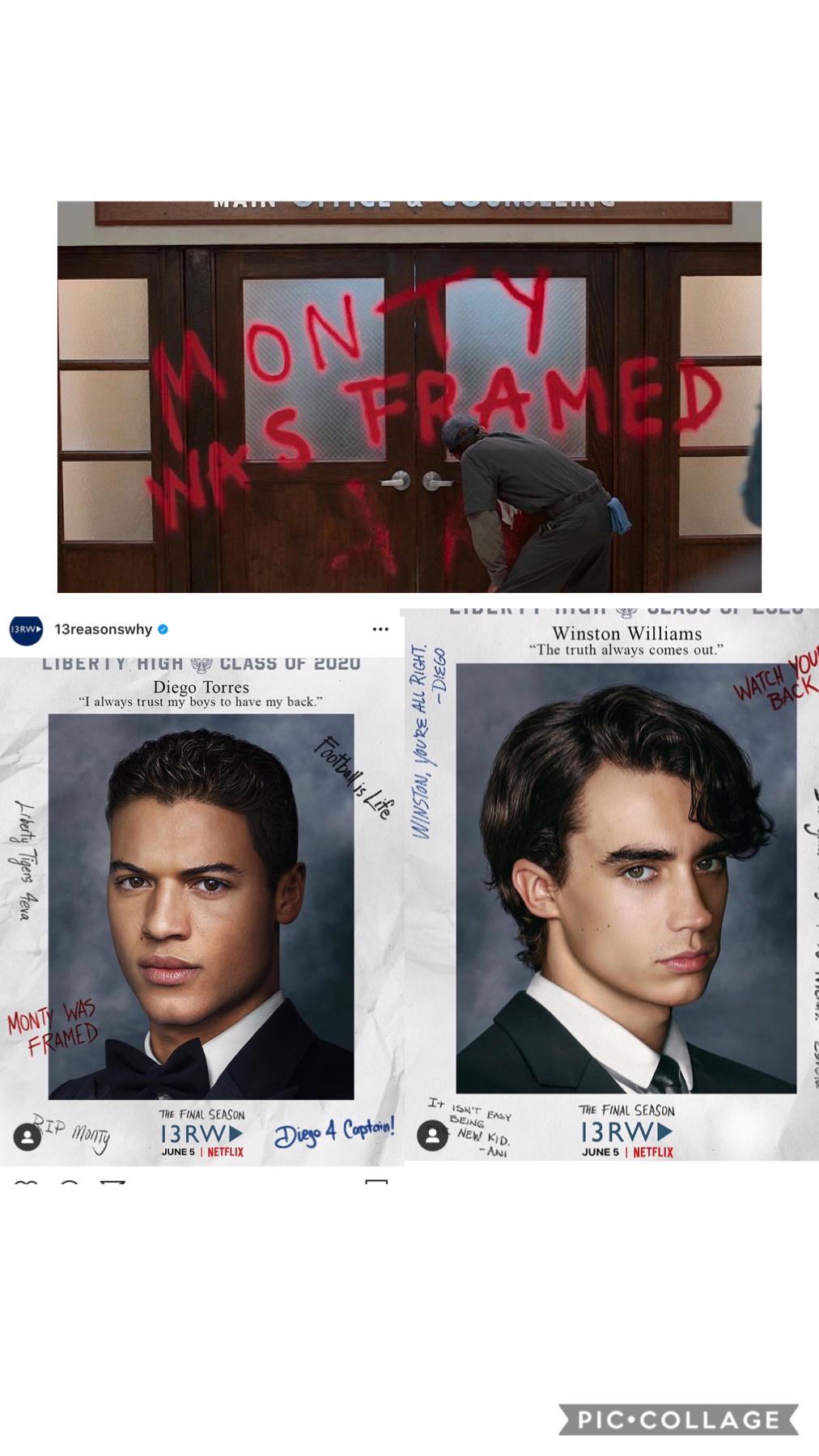 Is it the same person writing monty was framed on the door and everyone