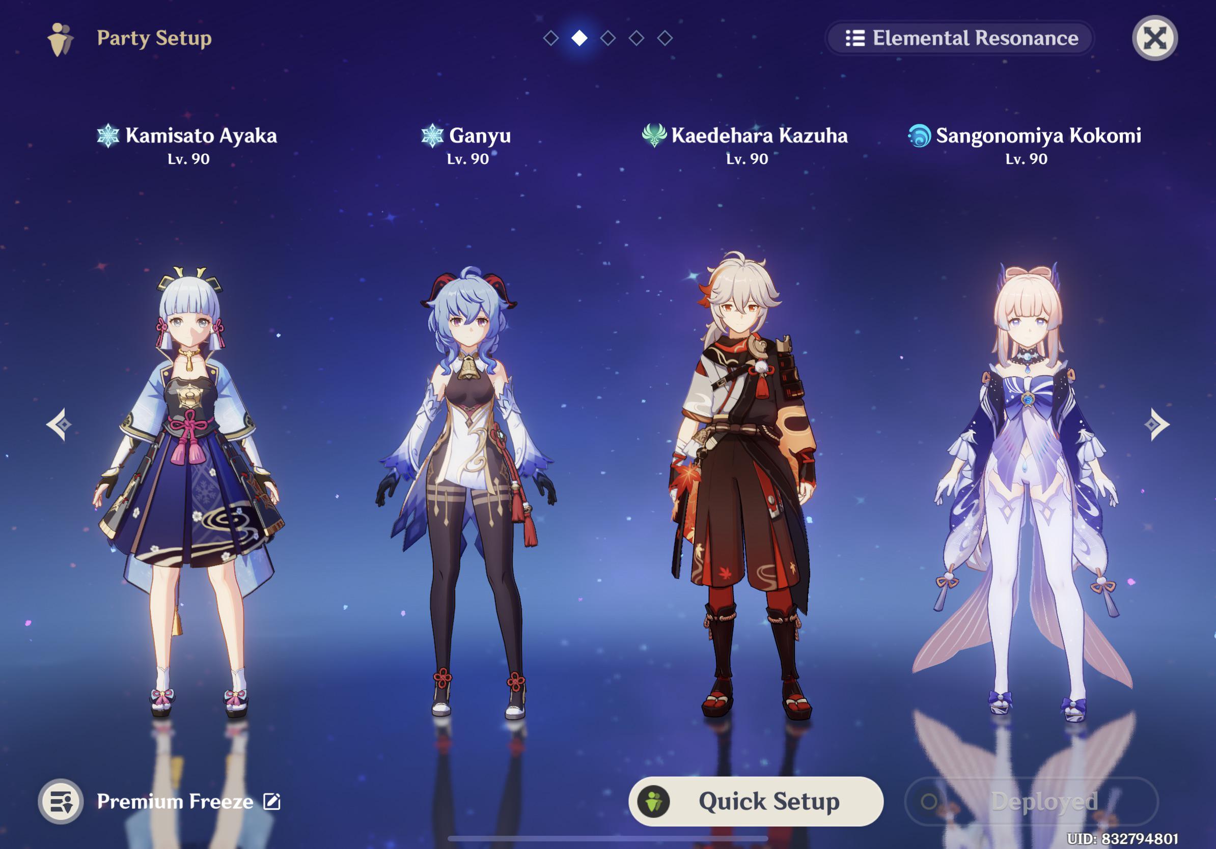 My premium freeze team is finally complete (I like ganyu more than