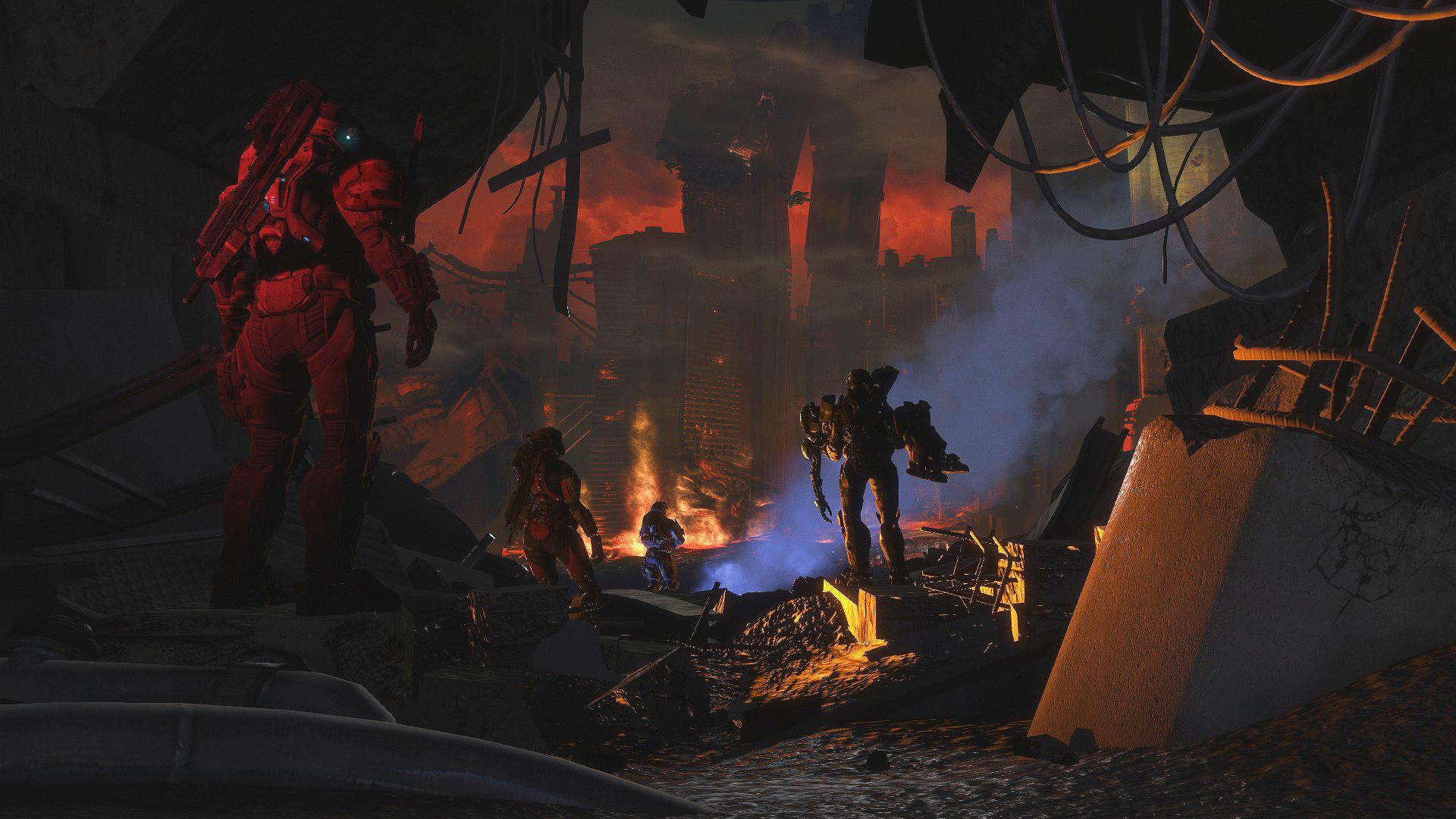 The end of Halo Reach's campaign mission, New Alexandria. This game is