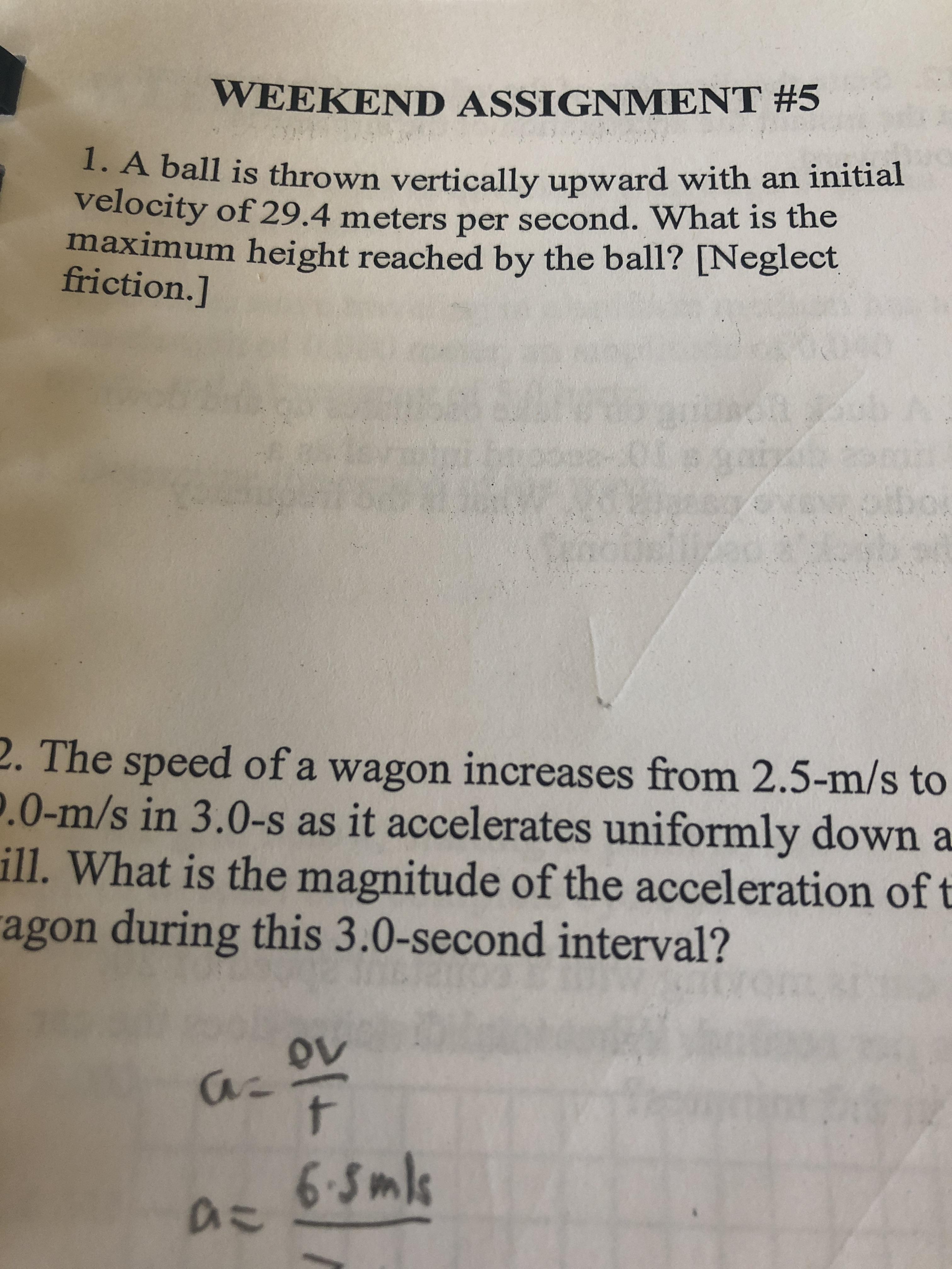 [High school physics] Not sure how to find a ball’s maximum height