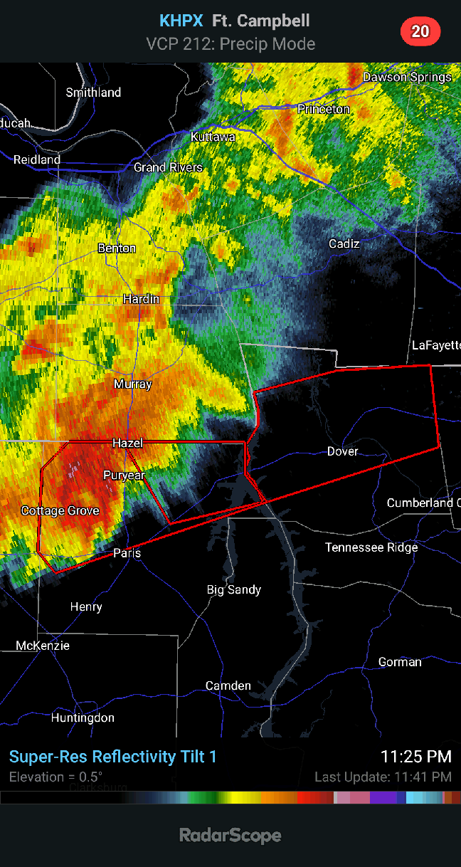 PDS Tornado Warning Including Dover, TN. (Swipe For Radar) r/tornado