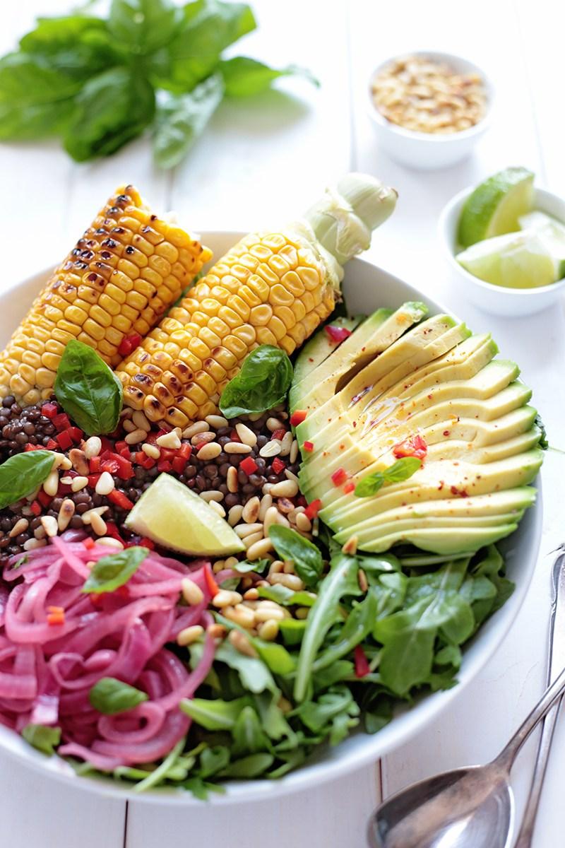 Grilled Corn Salad Bowl r/veganrecipes