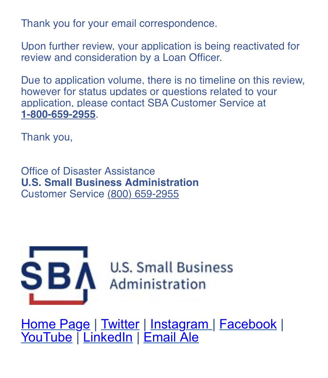 Reconsideration Moving Forward EIDL