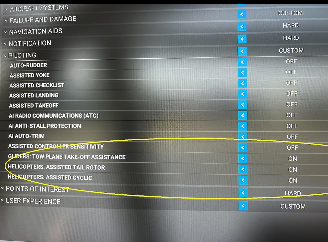 MSFS new Helo controls will be “Arcade Easy” mode by default. r
