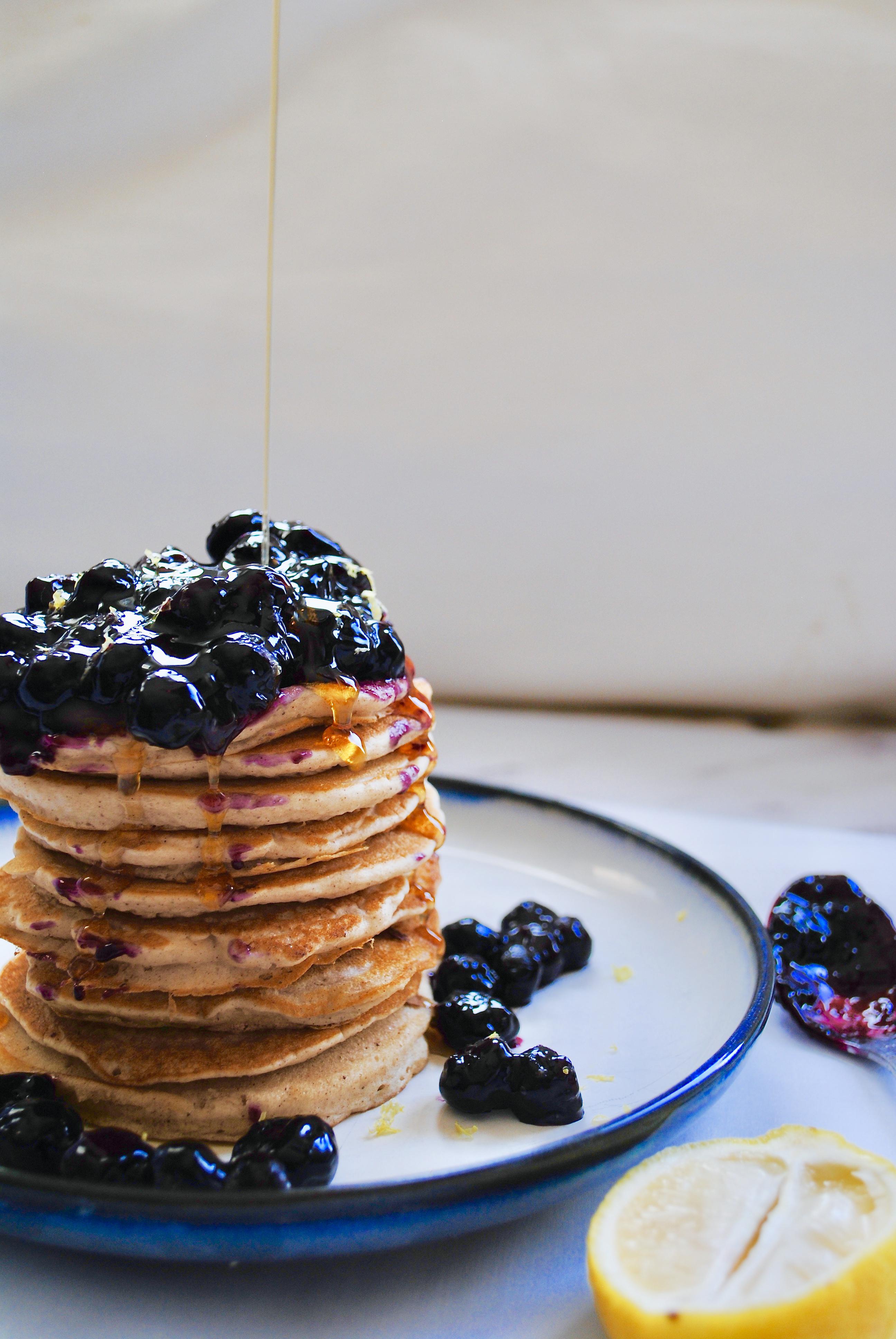 [Homemade] Blueberry compote pancake stack r/food