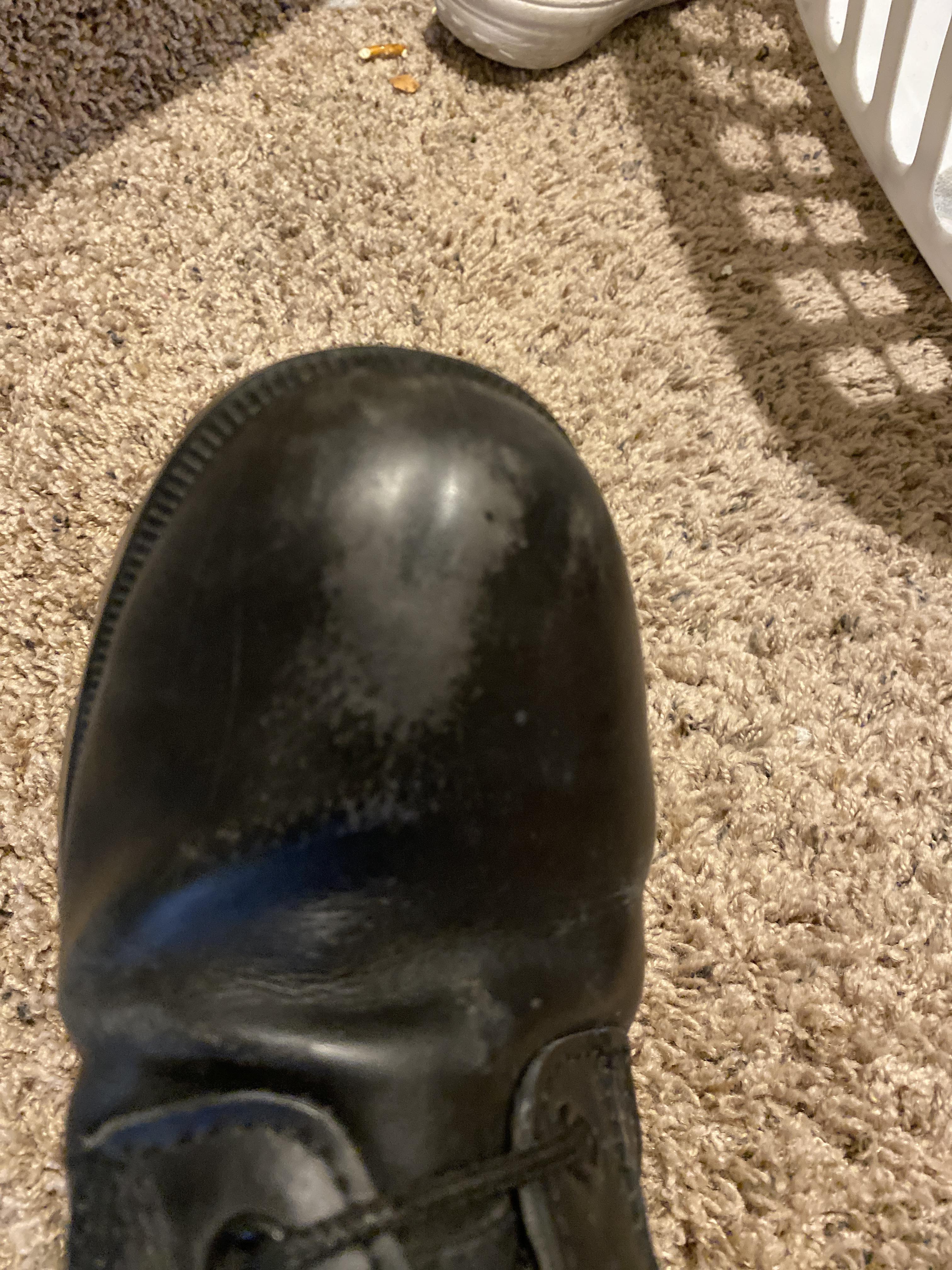 Trying to shine my boots, how do you get rid of spots like this? r