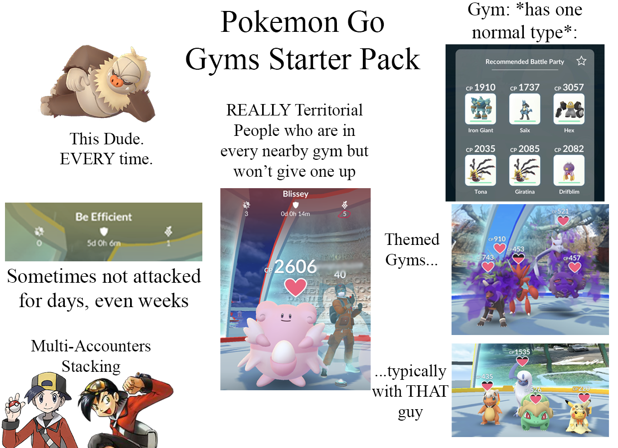 Gyms in Pokémon Go Starter Pack r/starterpacks
