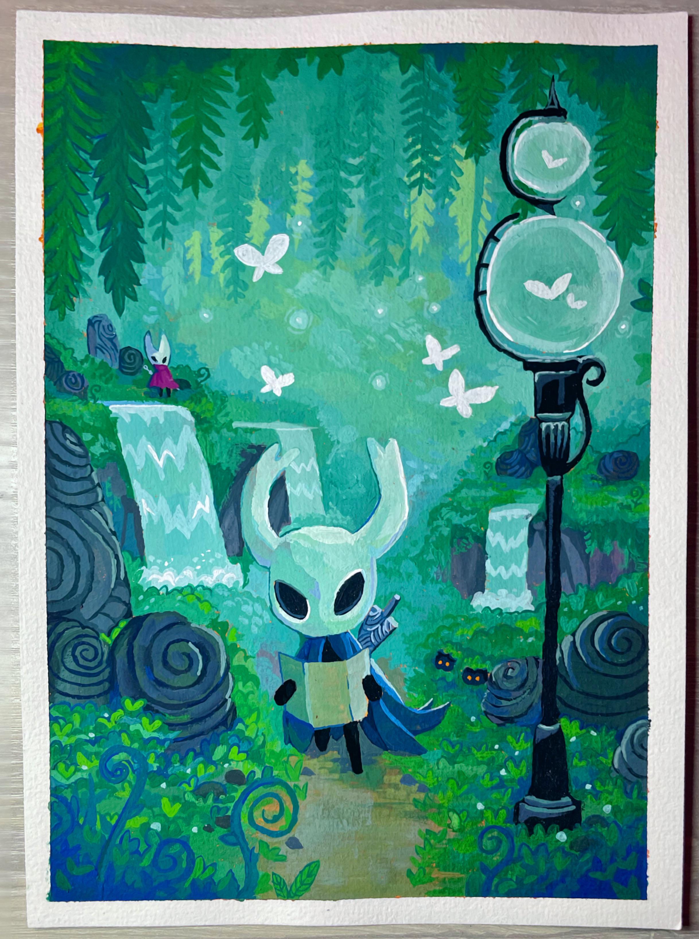 greenpath in acrylic gouache 3 by me r/HollowKnight
